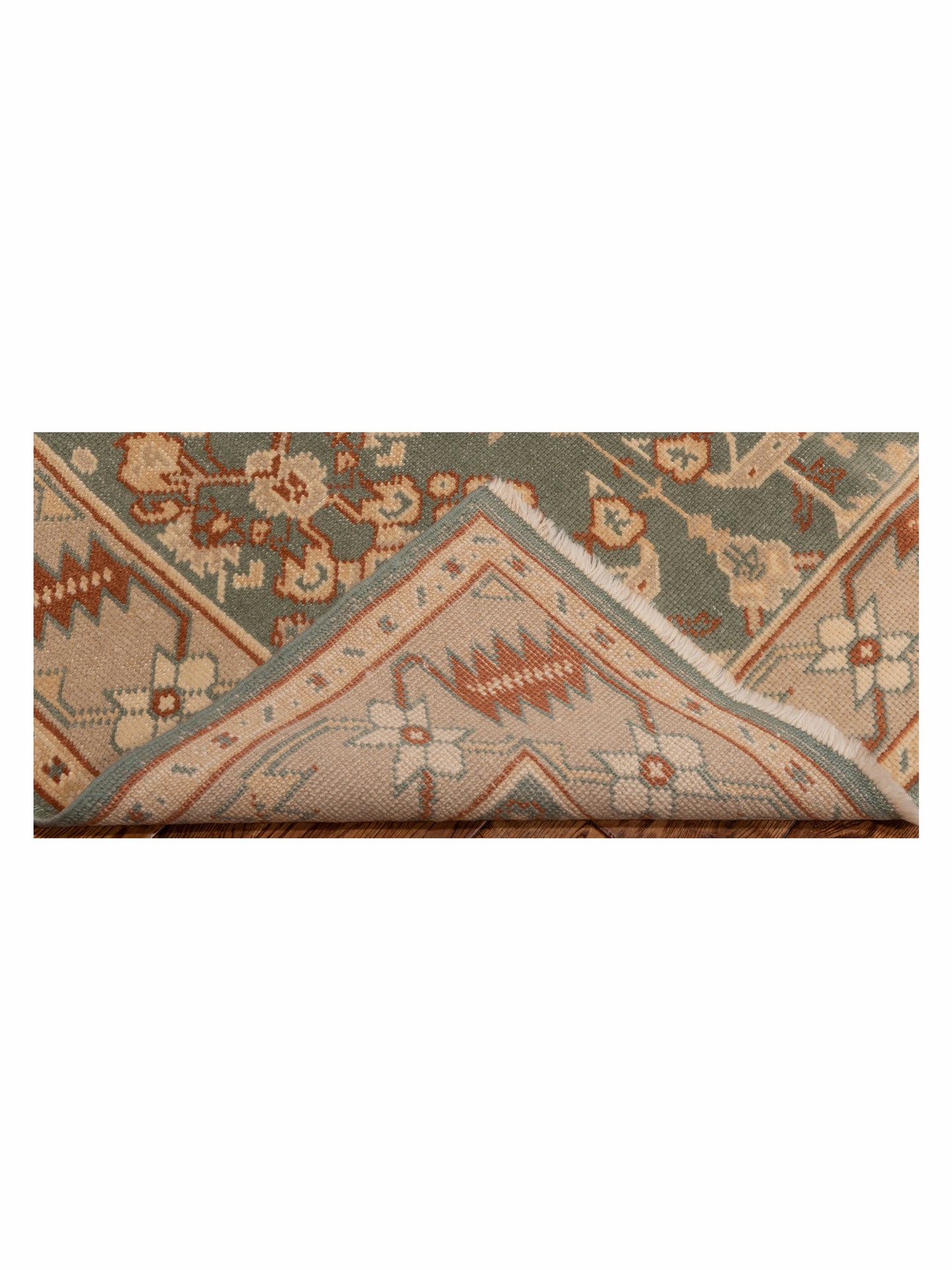 Anadol Oushak 129721 Green Ivory 4.2x5.9 Hand Knotted Rug
