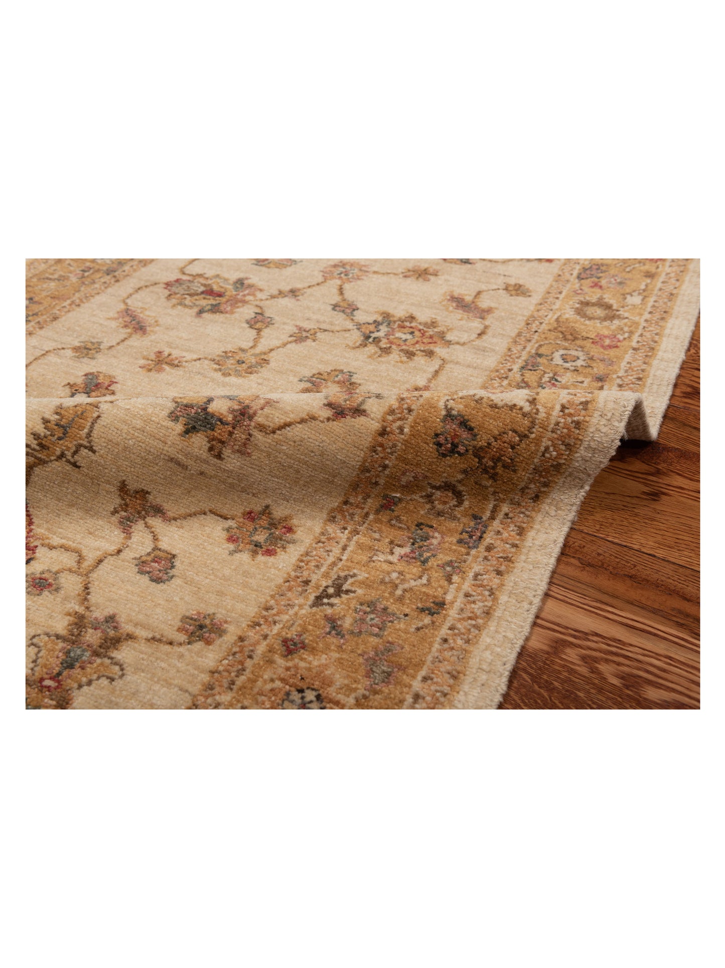Turkish Elvan 121928 Ivory Gold 2.6x9.9 Hand Knotted Rug