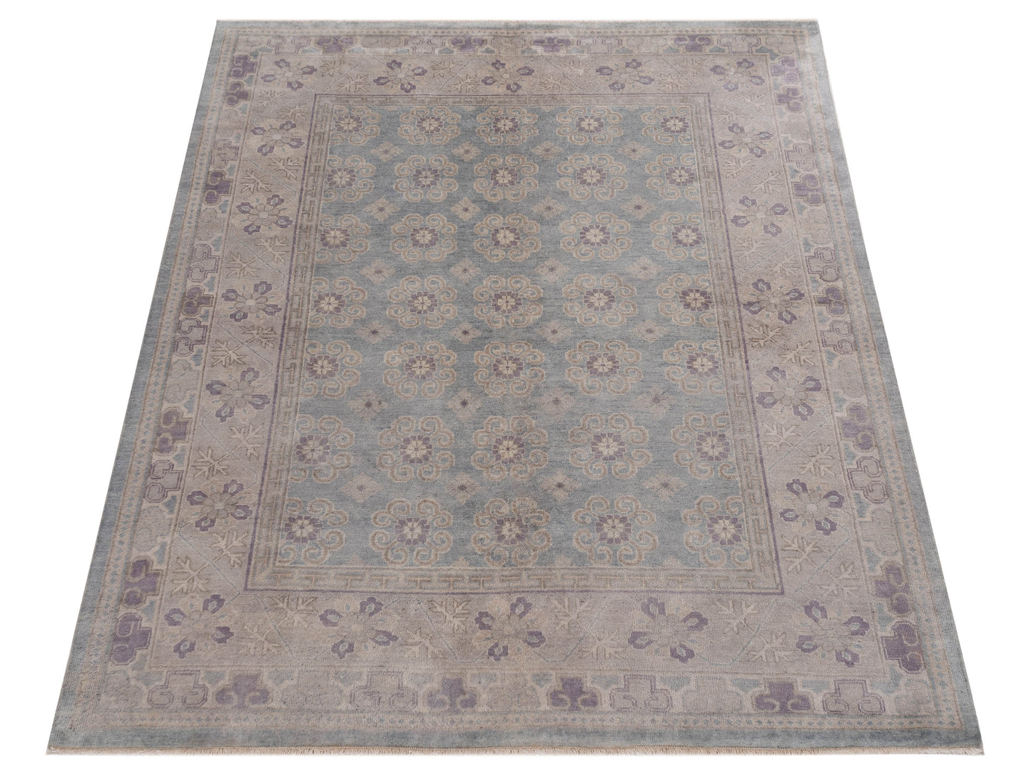 Evren 123509 Blue Silver 6.6x8.1 Hand Knotted Rug