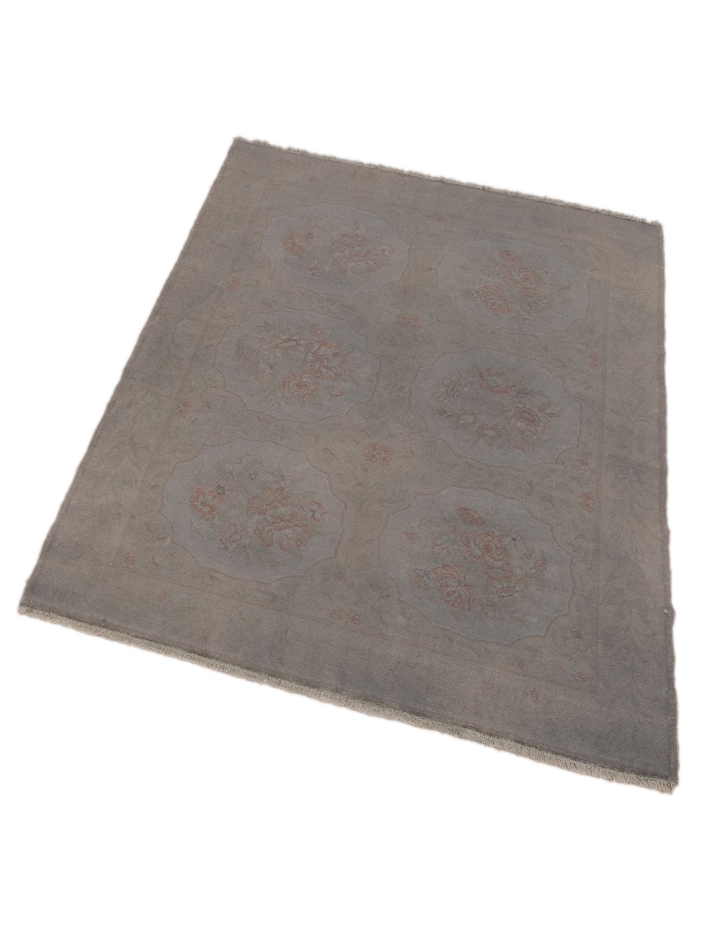 Vintage 107497 Gray 4.11x6.3 Hand Knotted Rug