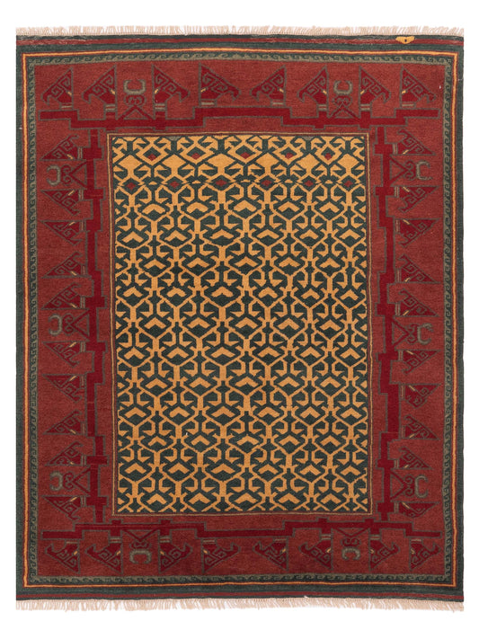 Pasha Turkish Shirwan  Teal Brick Traditional