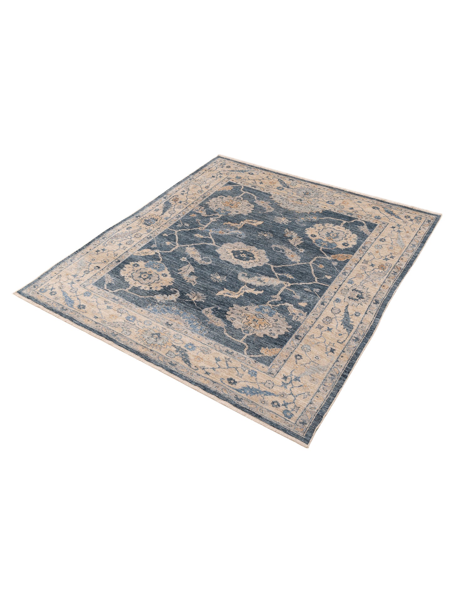 Angora Oushak 153505 Blue Ivory 8x8.9 Hand Knotted Rug