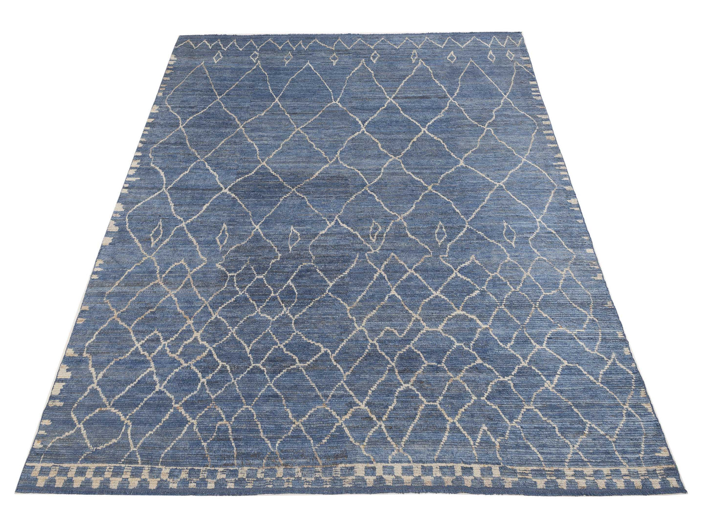 Berber Aspendos Blue Ivory 10.4x14 Hand Knotted Rug