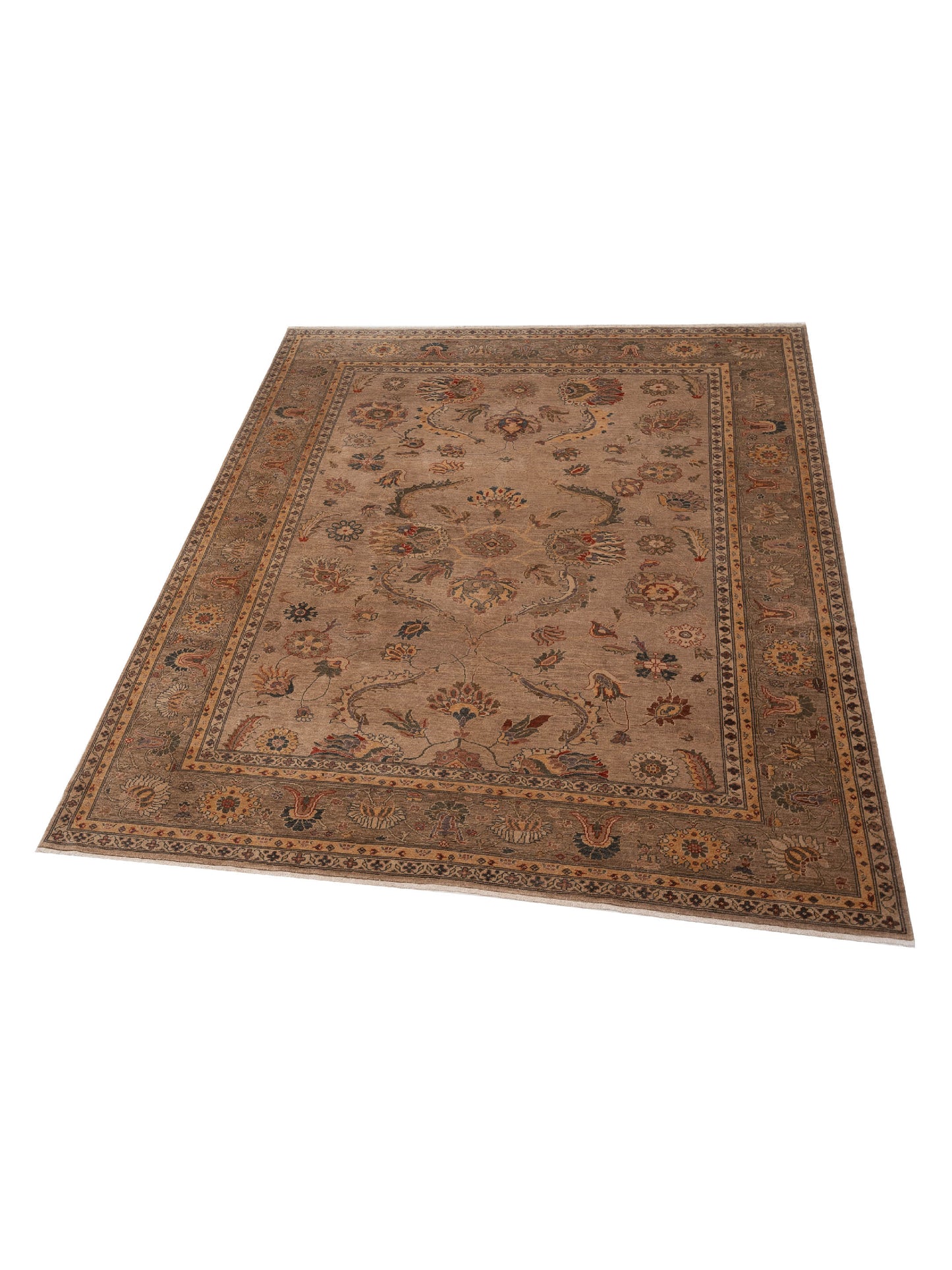 Turkish Elvan 77025 Taupe Silver 9.2x11.4 Hand Knotted Rug