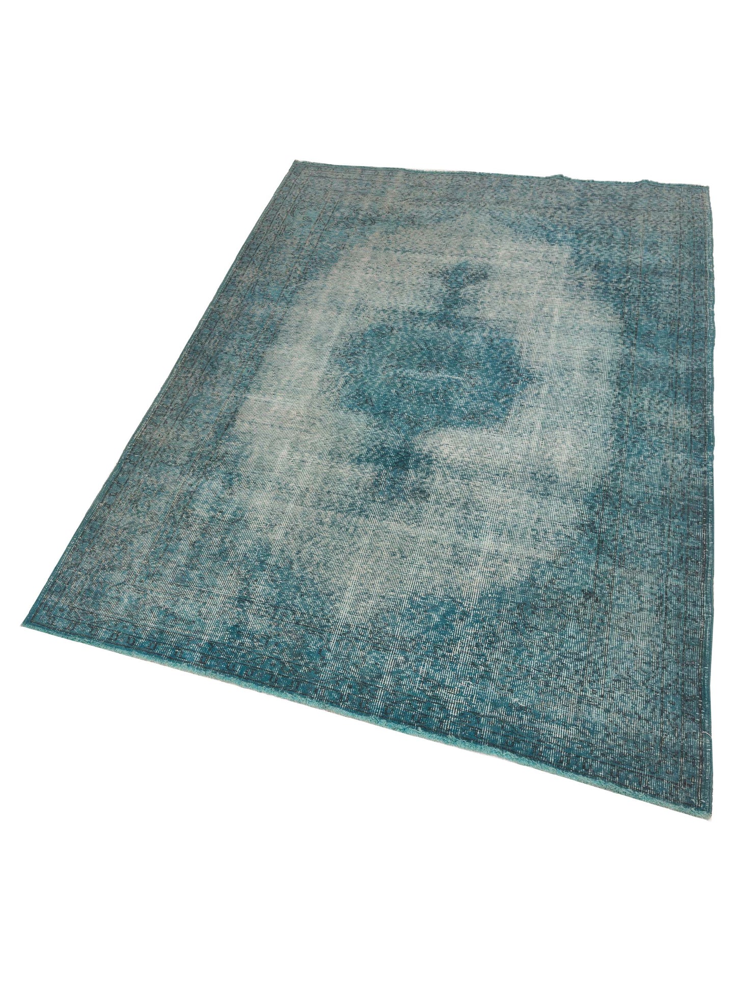 Vintage 121990 Turquoise 5.6x8.7 Hand Knotted Rug