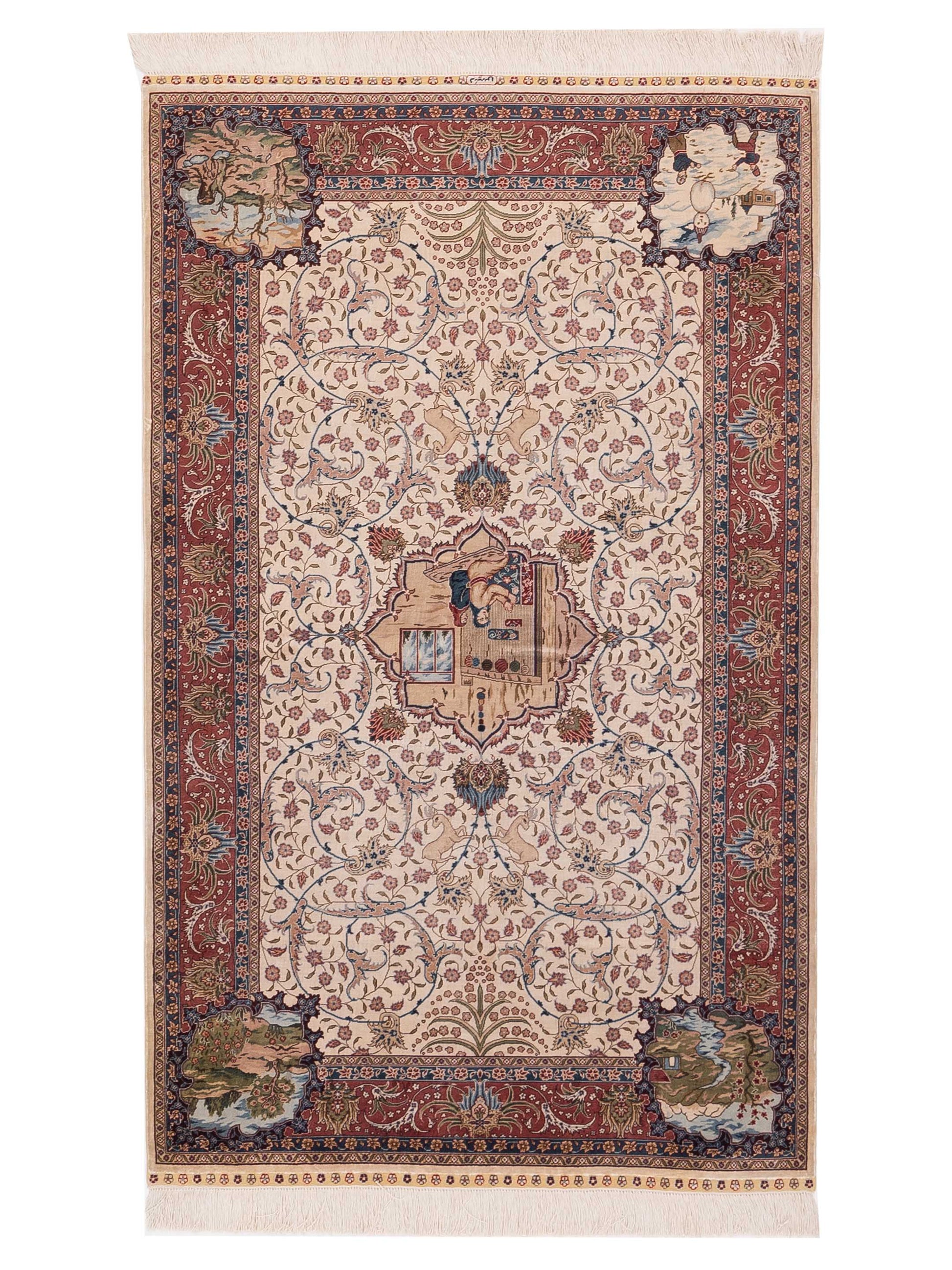 Pasha Pure Silk  Ivory Pink Traditional