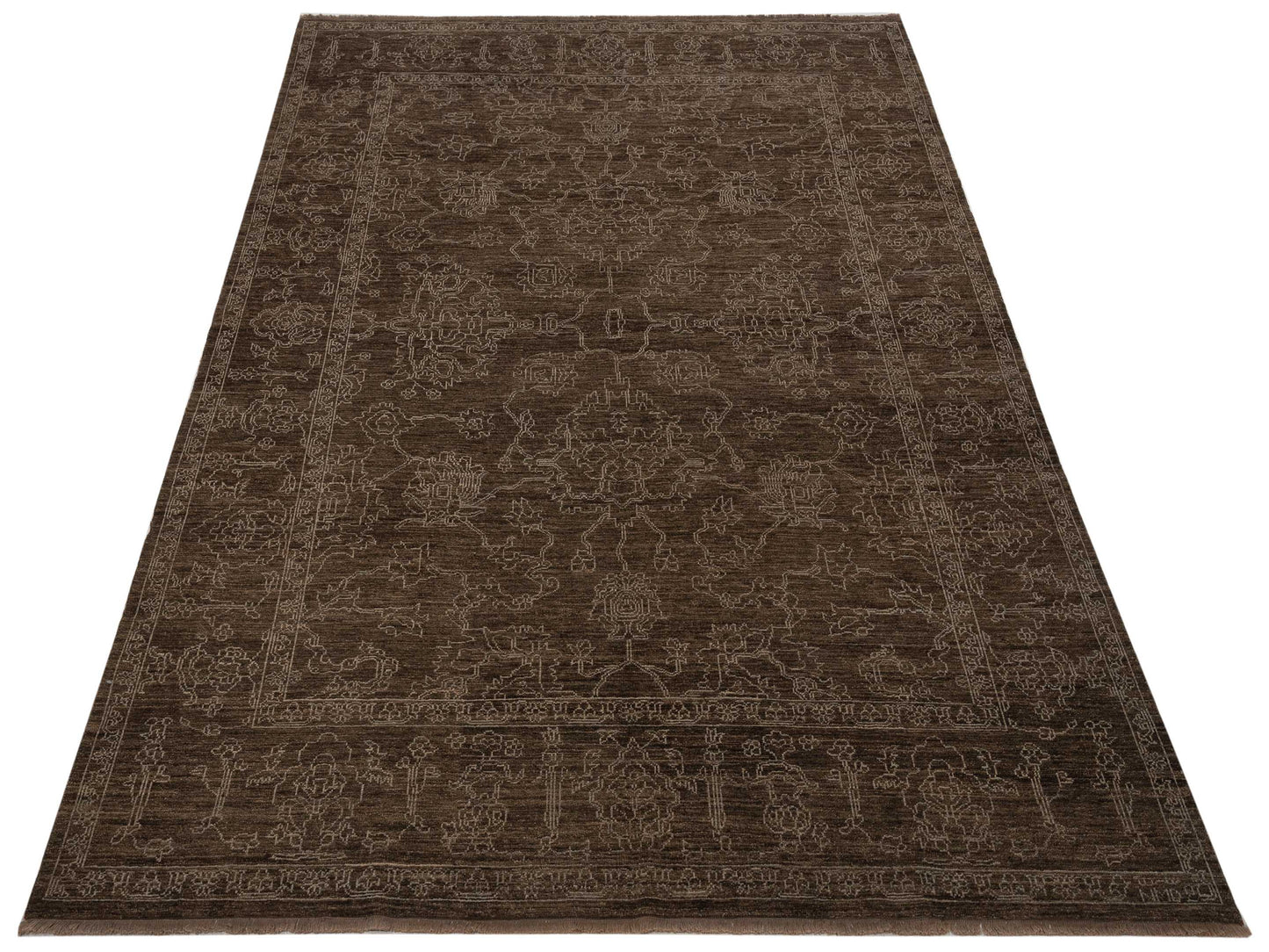 Defne Opal Brown Ice Blue 8.1x9.9 Hand Knotted Rug