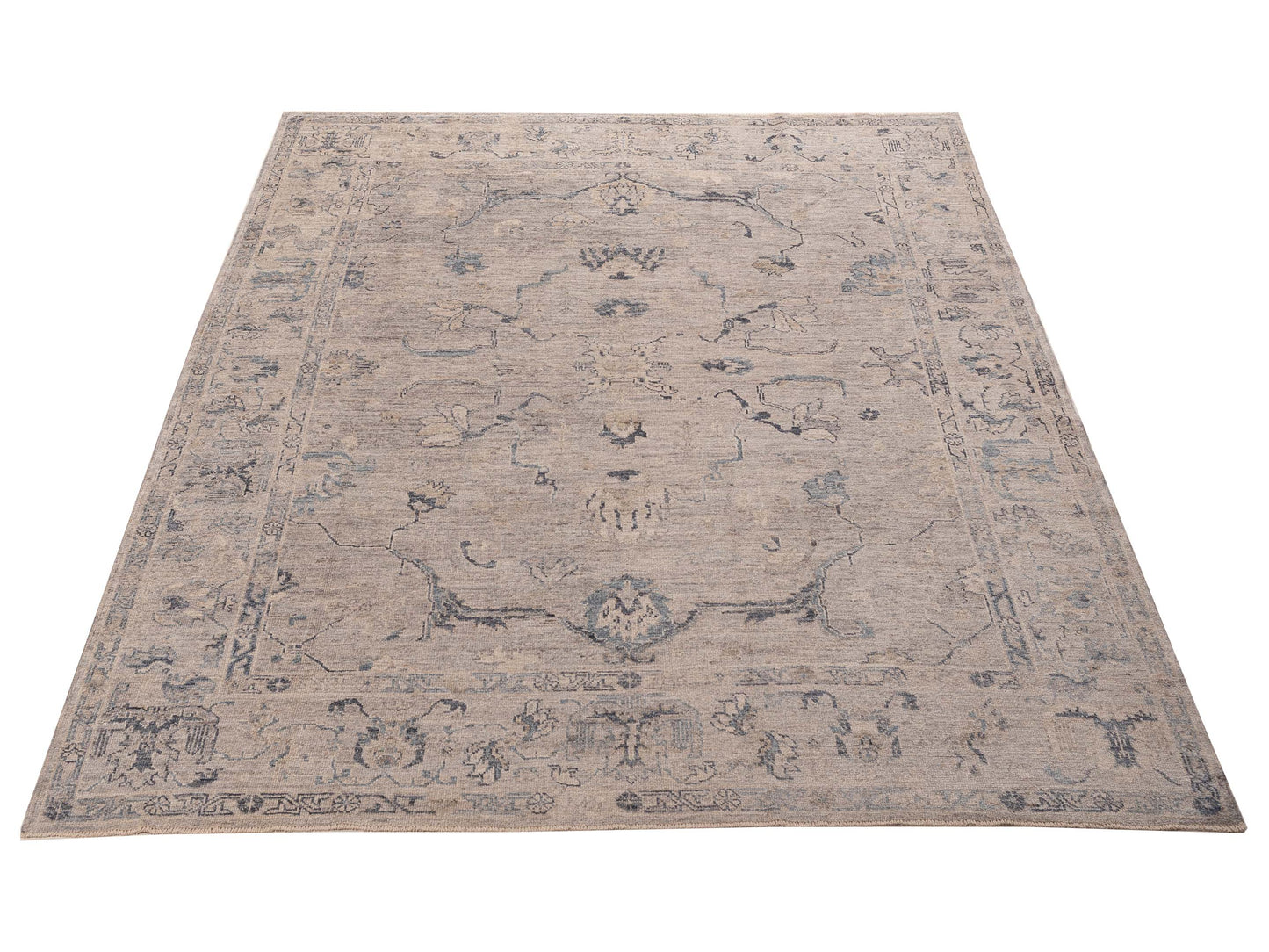 Angora Oushak 156218 Gray Gray 9.1x11.7 Hand Knotted Rug