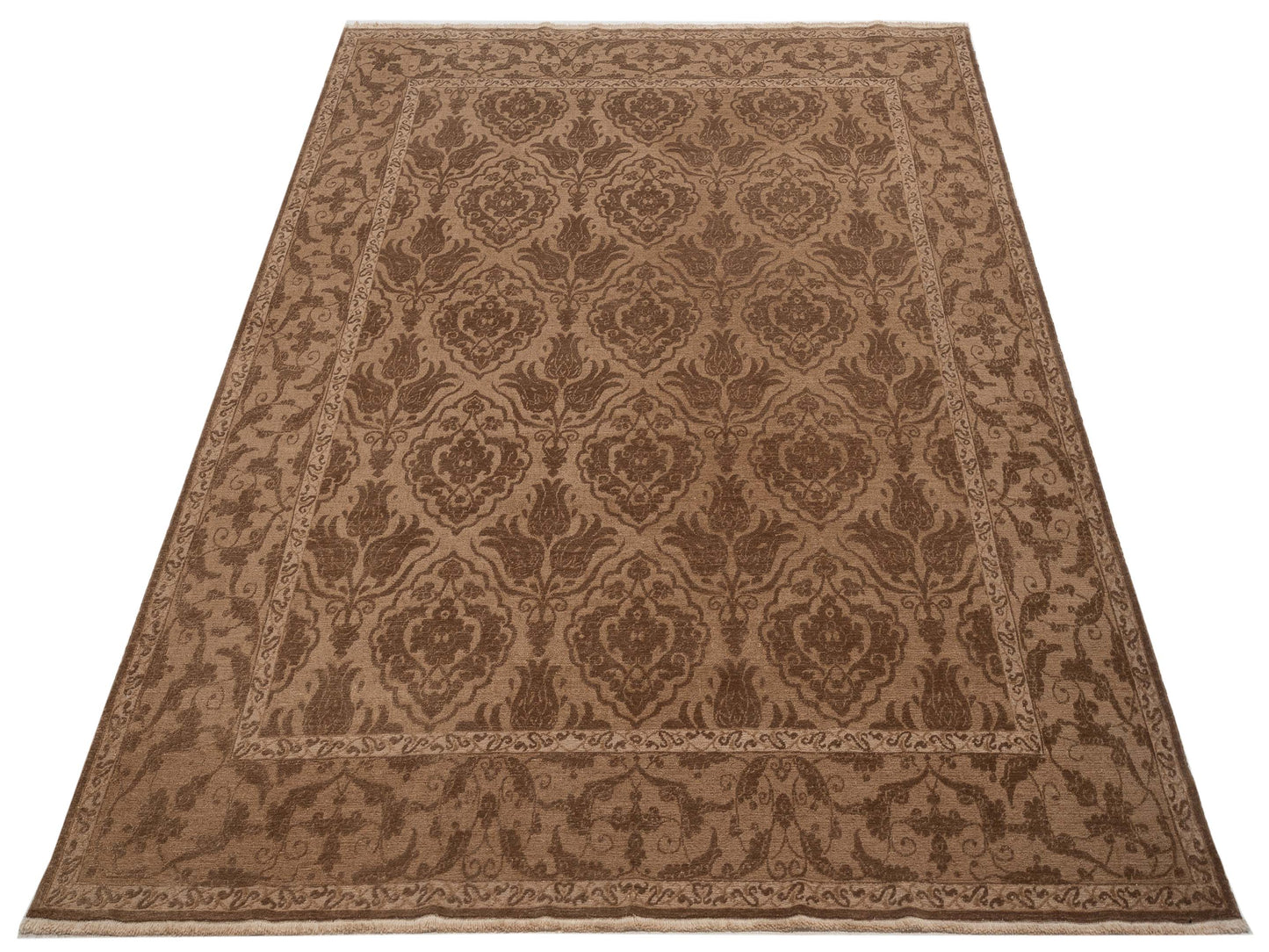 Defne Tulip Brown Dark Brown 8.3x10 Hand Knotted Rug