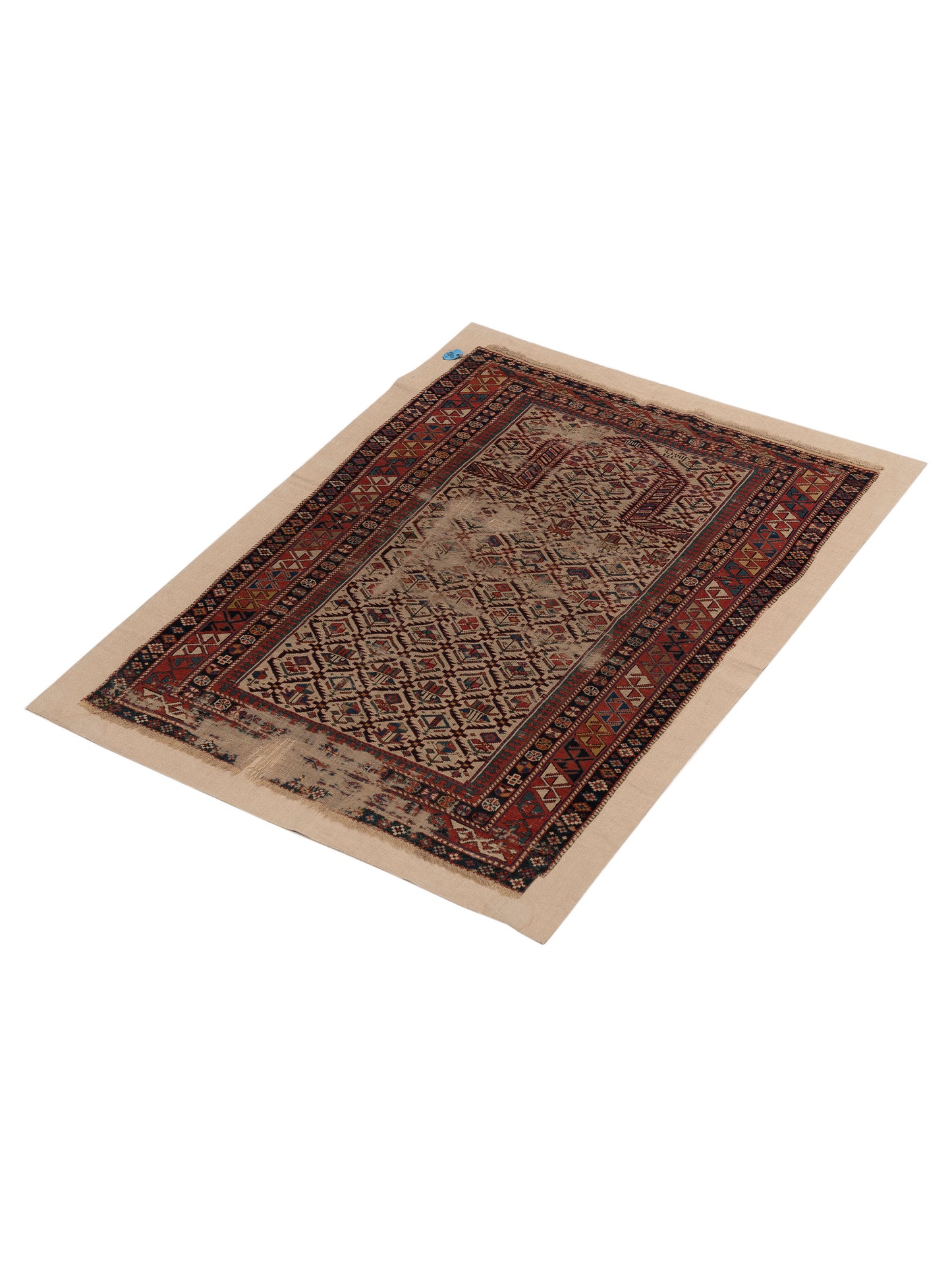 Antique Caucasian 122626 Beige Rust 3.5x4.9 Hand Knotted Rug
