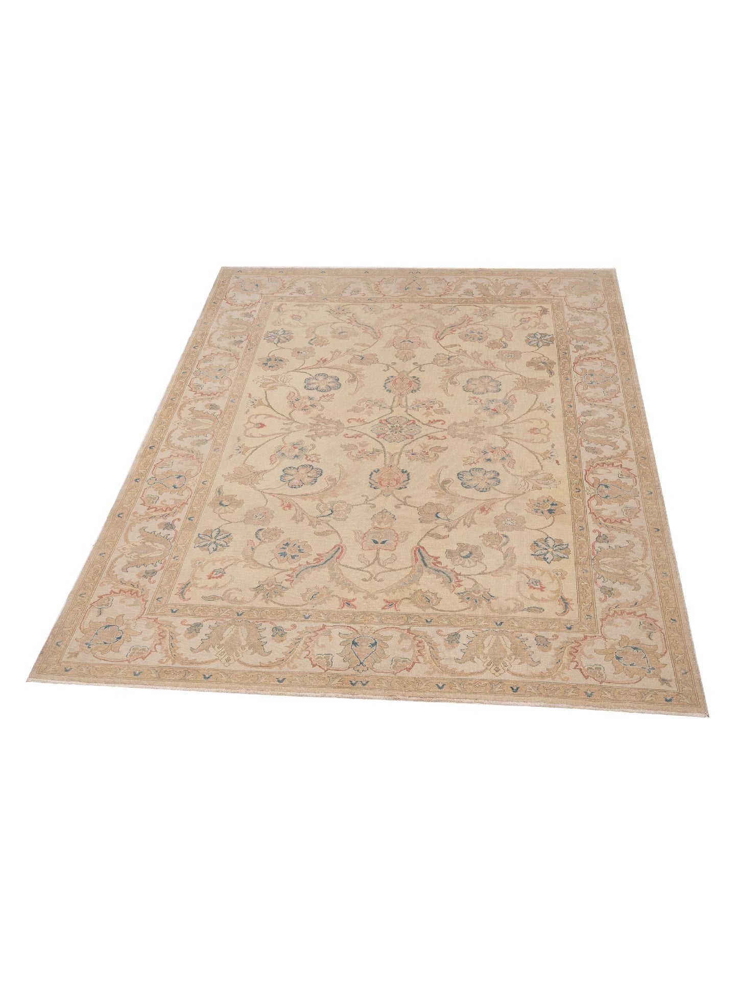 Turkish Elvan 75445 Ivory Ivory 9x11.1 Hand Knotted Rug