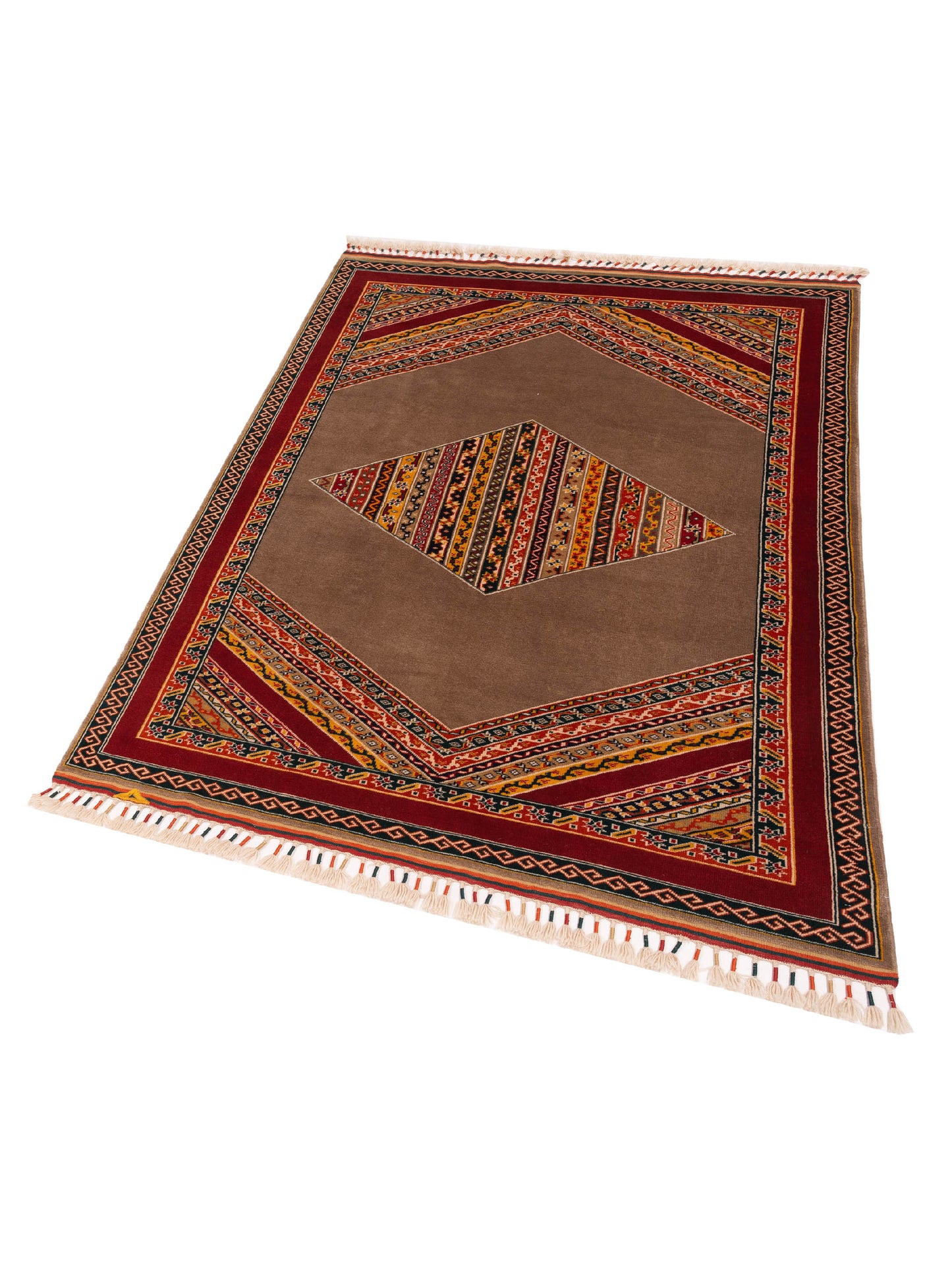 Shawl 145131 Brown Red 5.7x7.7 Hand Knotted Rug