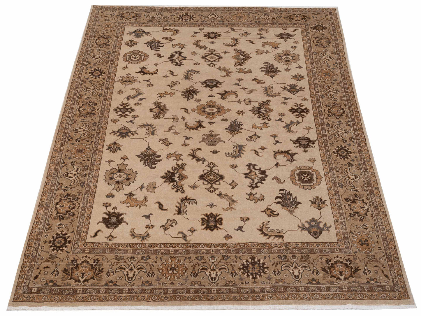 Elvan Nezihe Ivory Gold 9.4x12.10 Hand Knotted Rug