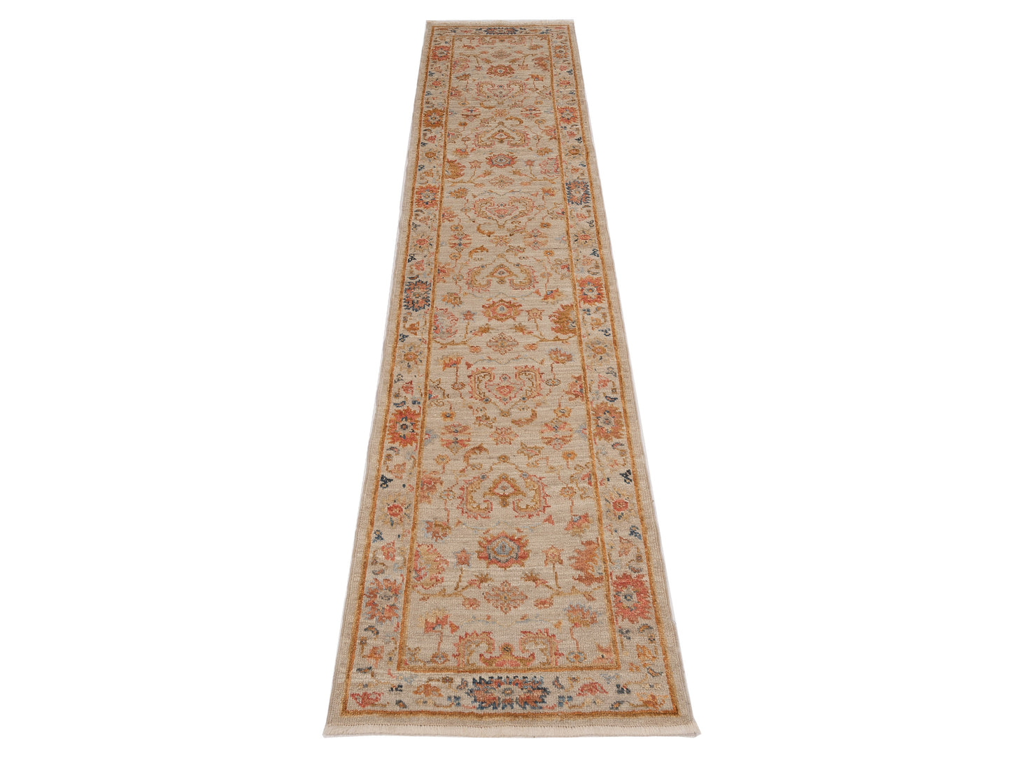 Angora Oushak 148080 Ivory Ivory 2.7x11.7 Hand Knotted Rug