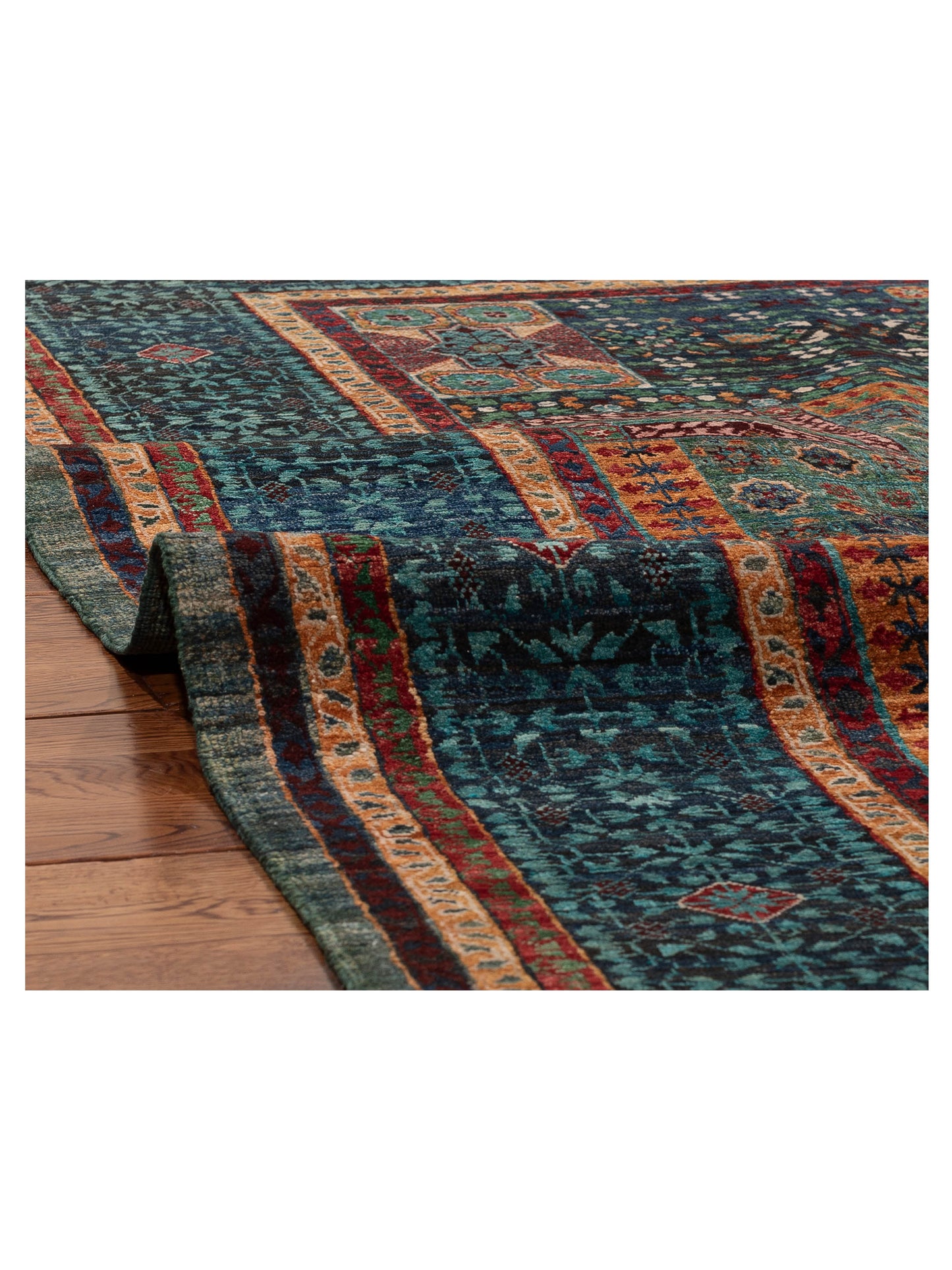 Artisan Mamluk 154635 Green Blue 5.9x7.11 Hand Knotted Rug