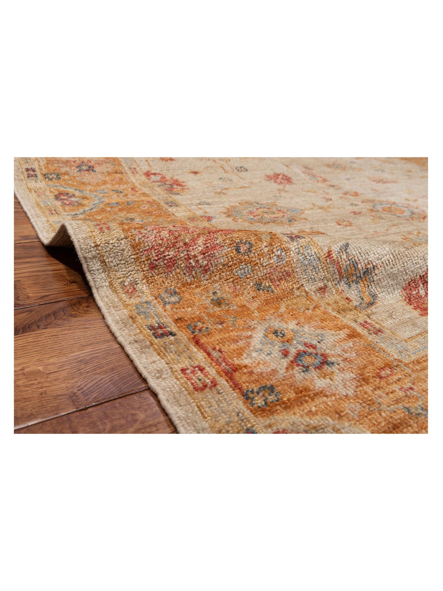 Angora Oushak 133259 Ivory Orange 6.1x12.5 Hand Knotted Rug
