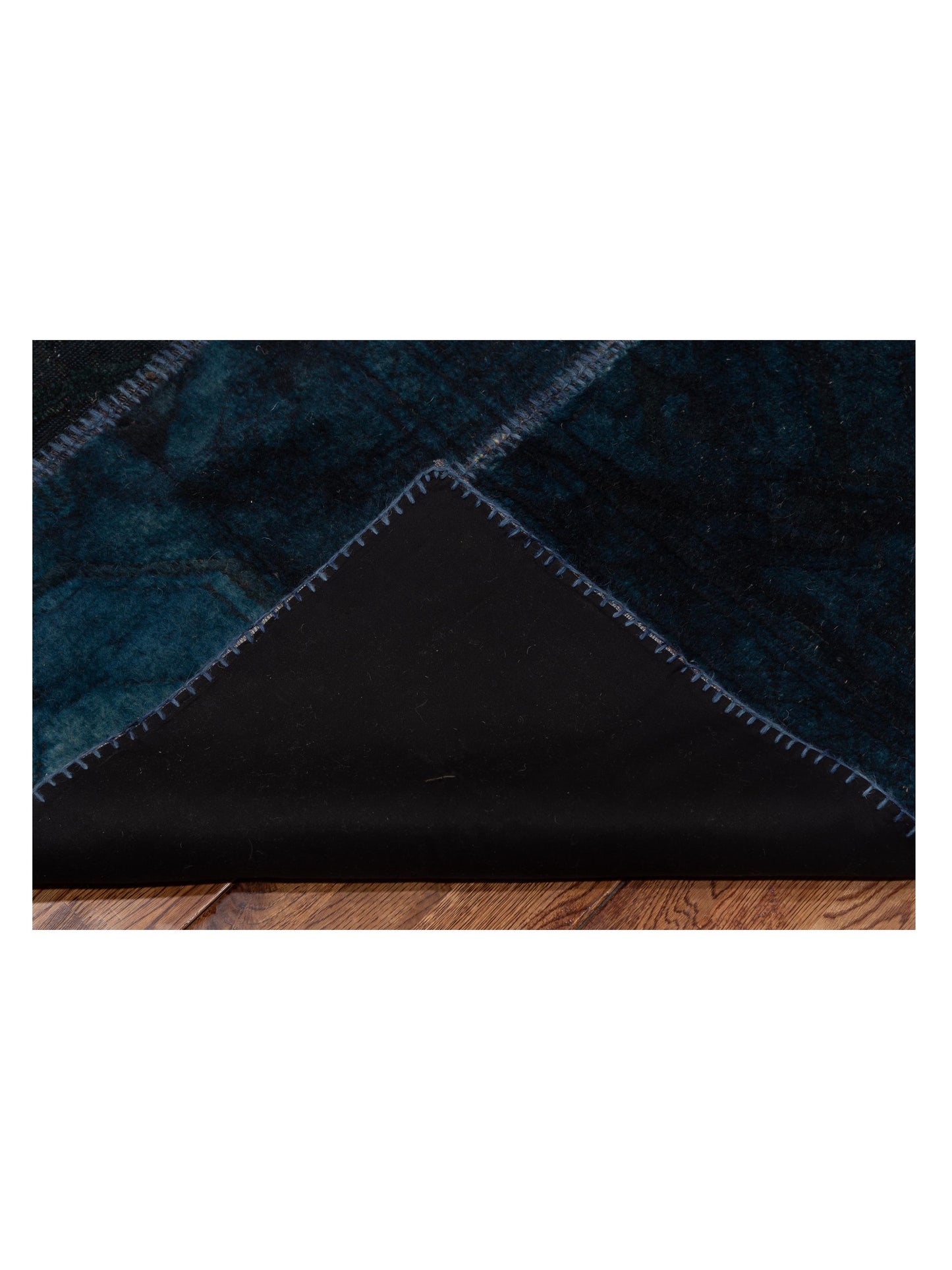 Turkish Vestige Patchwork 109437 Blue Black 6.6x9.9 Hand Knotted Rug