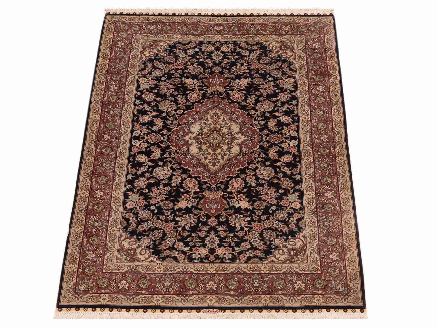 Pure Silk 125283 Navy Plum 2.7x4 Hand Knotted Rug