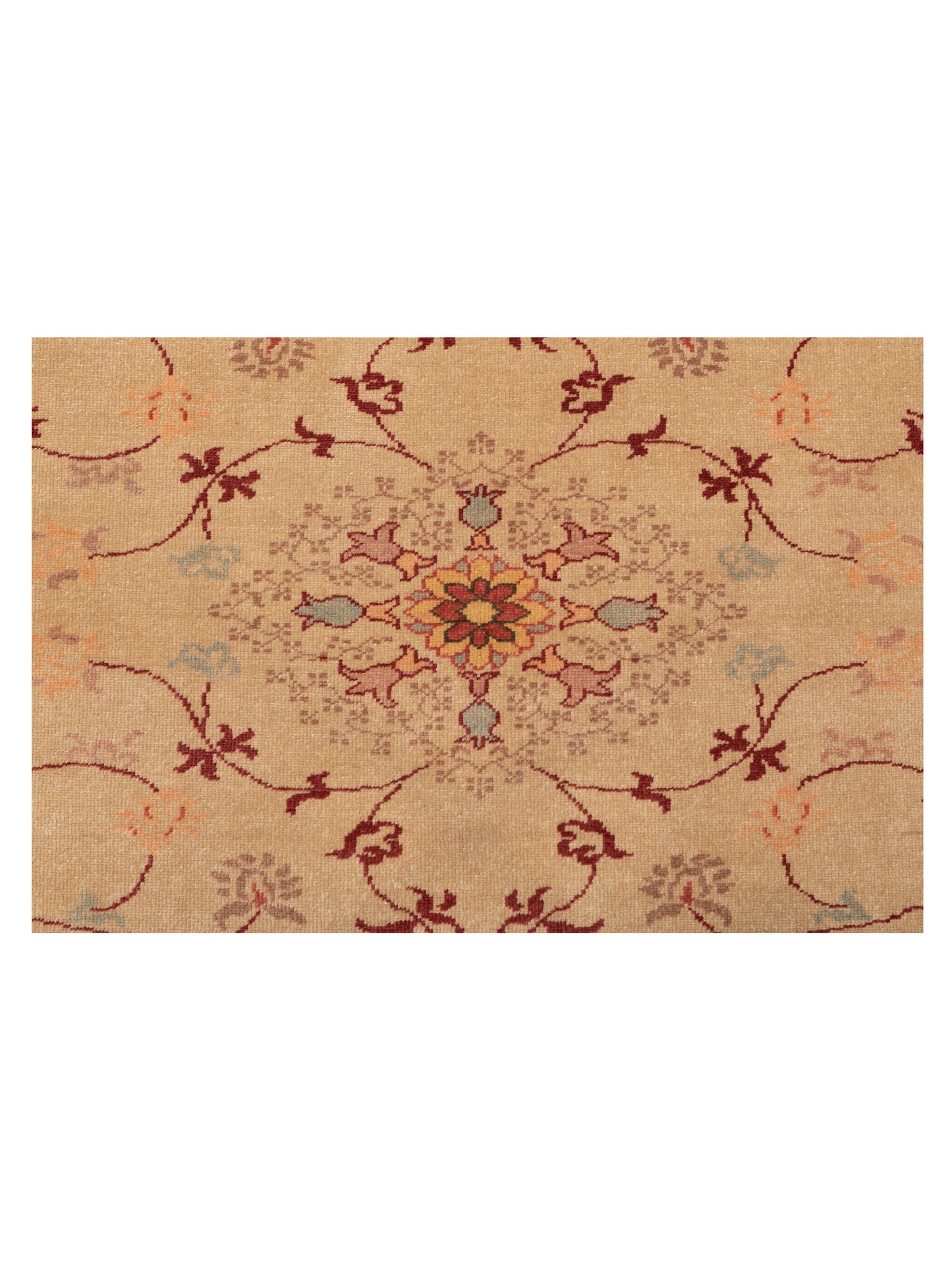 Antique Loom 108015 Cream Burgundy 9.4x12.6 Hand Knotted Rug