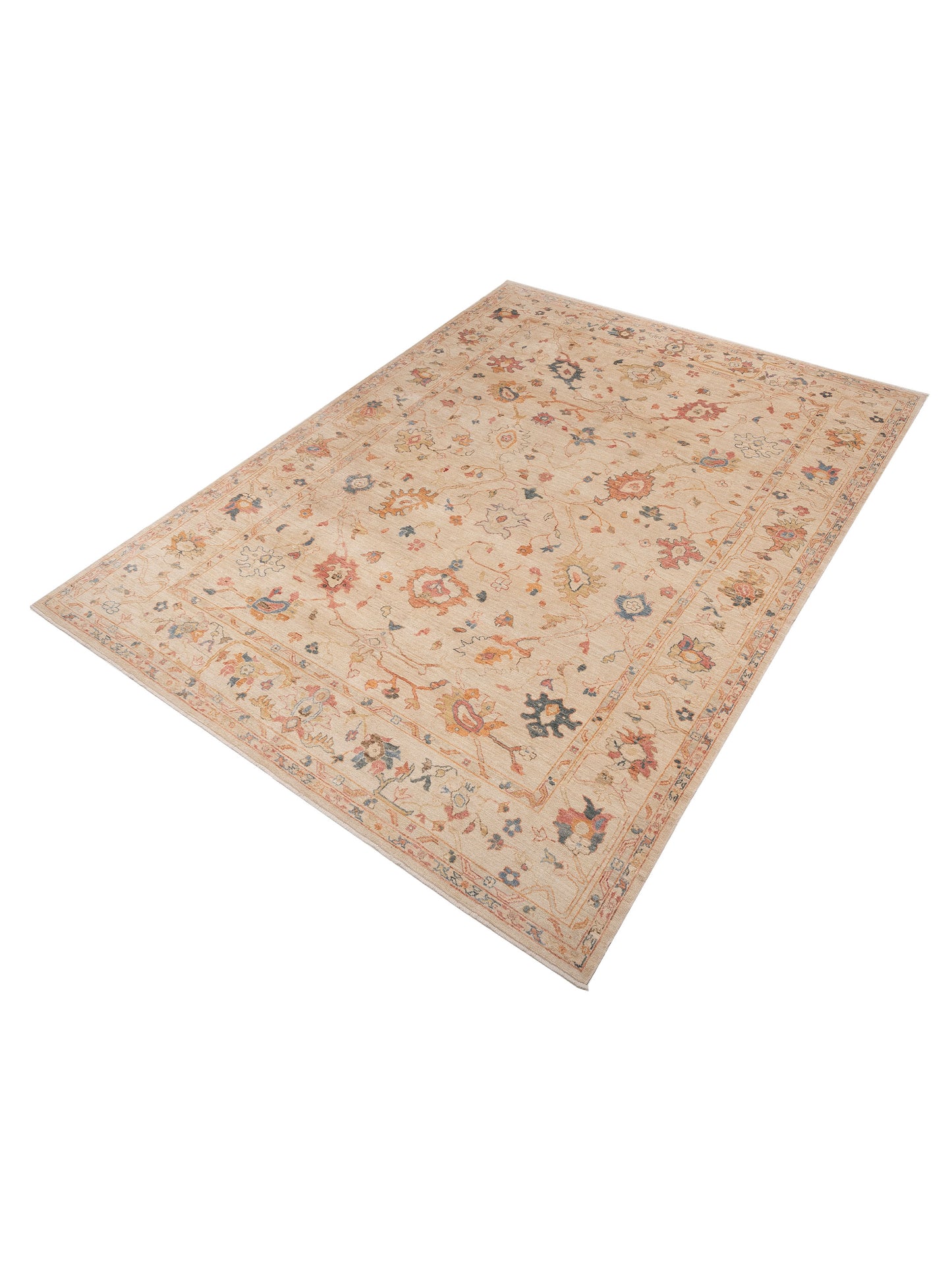 Angora Oushak 134556 Ivory Ivory 12.1x16.5 Hand Knotted Rug