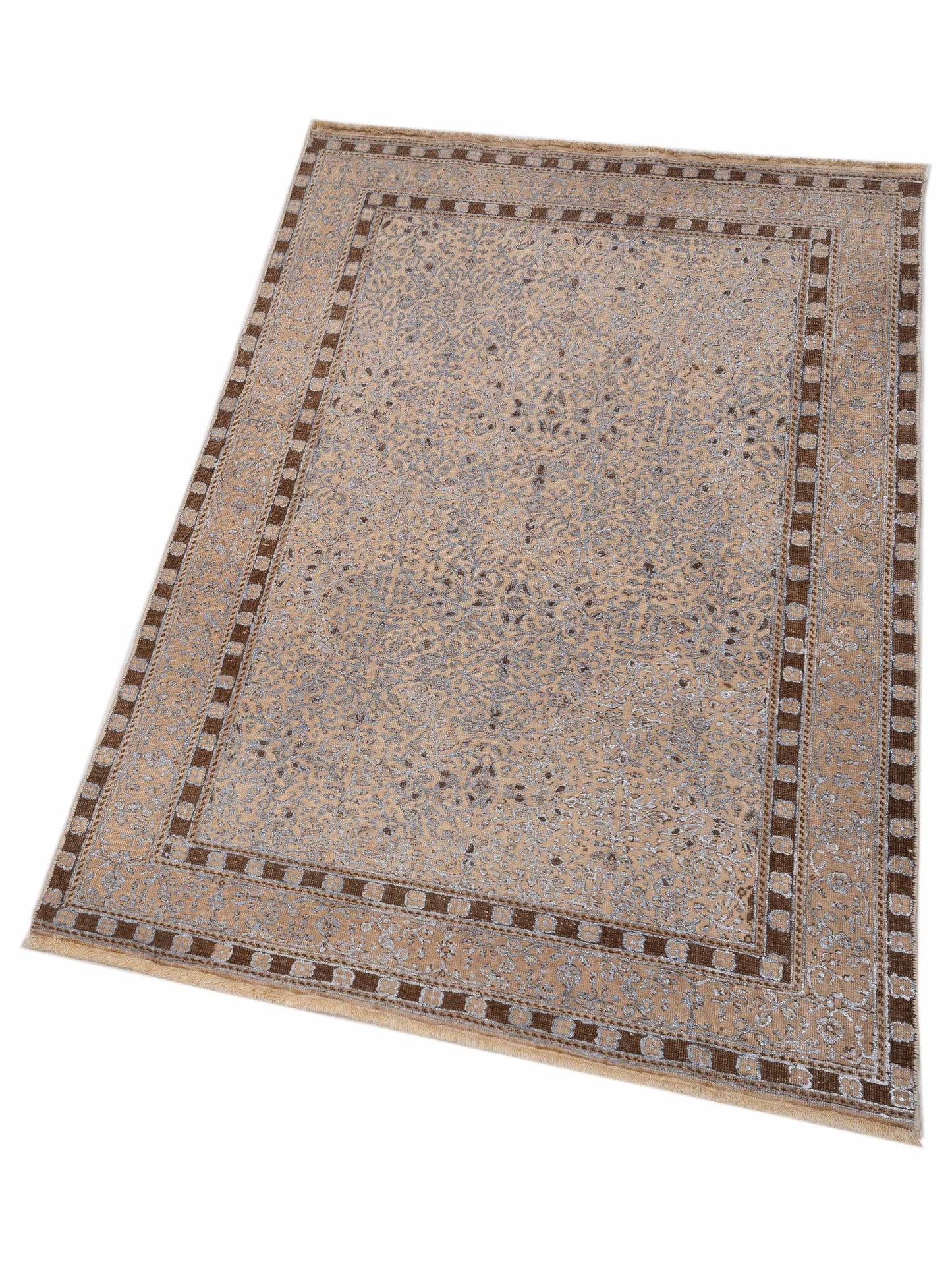 Vintage 108241 Beige 3.8x5.7 Hand Knotted Rug