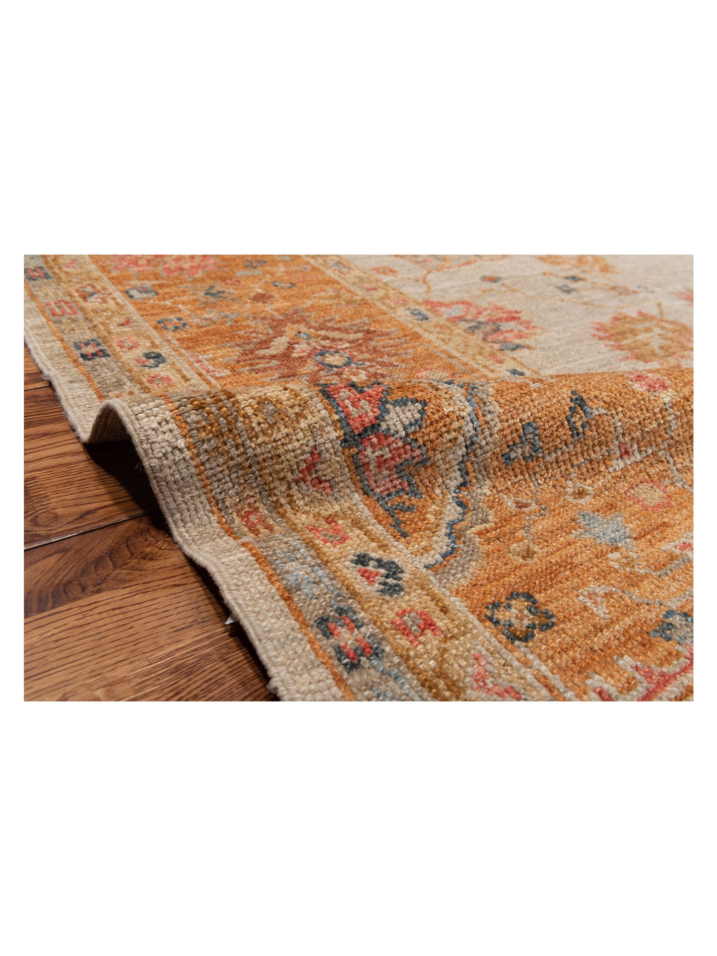 Angora Oushak 145825 Ivory Orange 8.3x9.8 Hand Knotted Rug