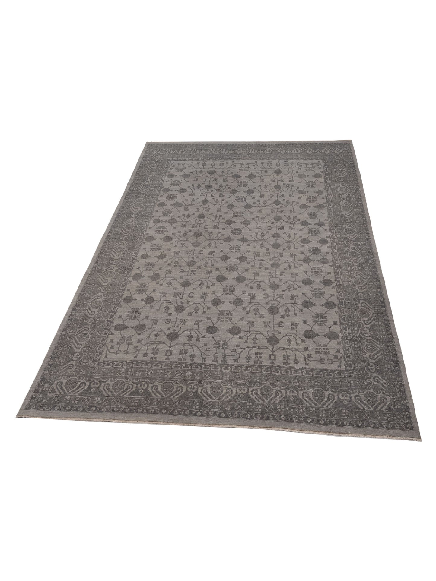 Platinum 127385 Ivory Gray 9.9x14.3 Hand Knotted Rug