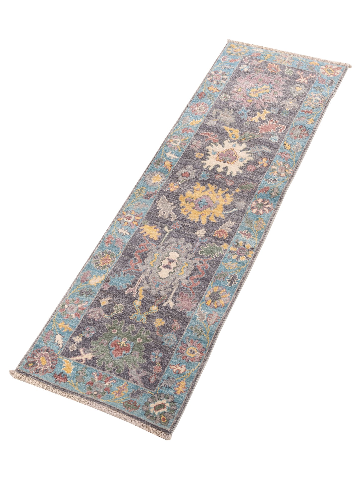 Anadol Oushak 151056 Purple Blue 1.10x6.2 Hand Knotted Rug