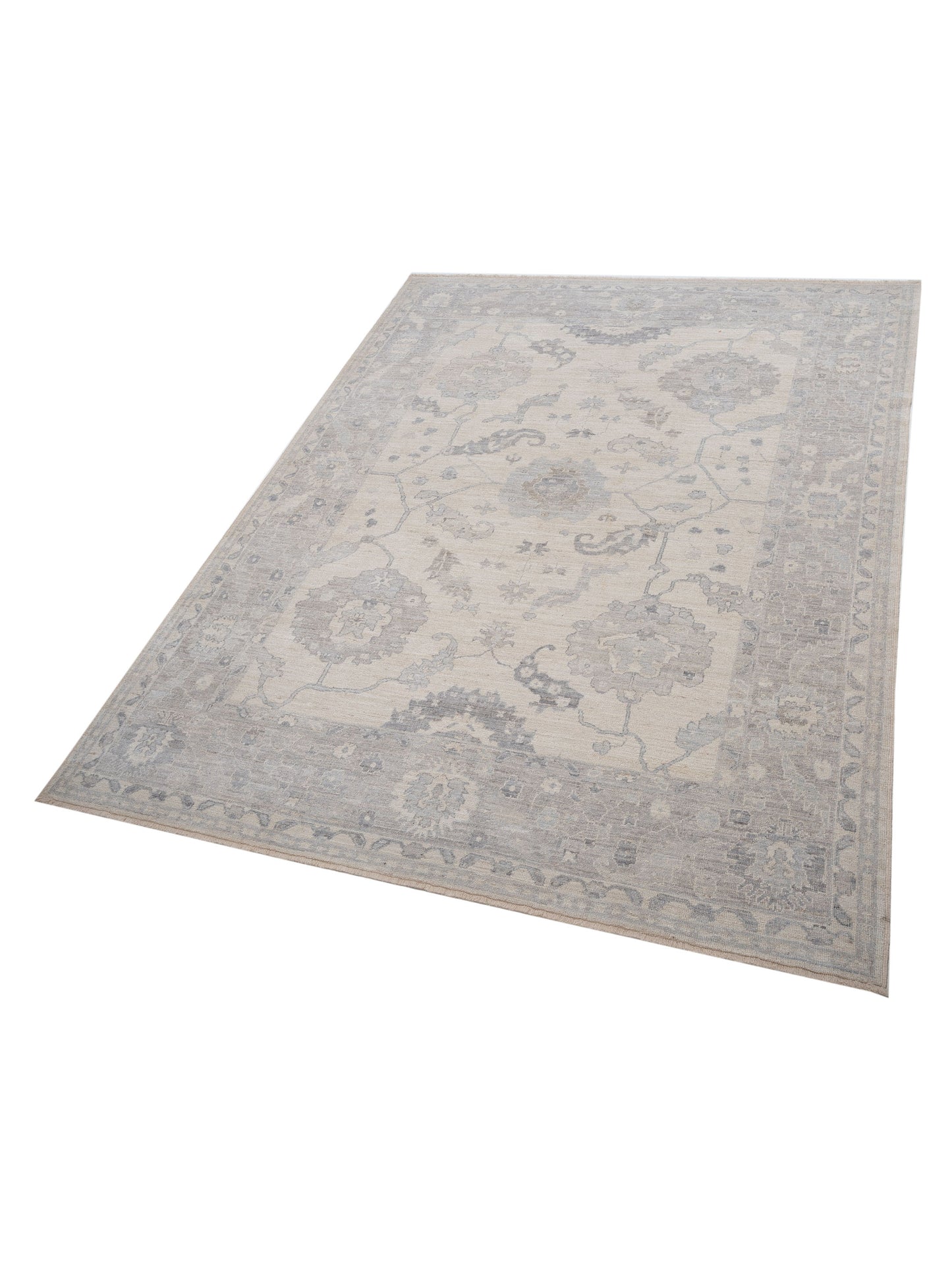 Angora Oushak 146954 Beige Beige 10.4x13.3 Hand Knotted Rug