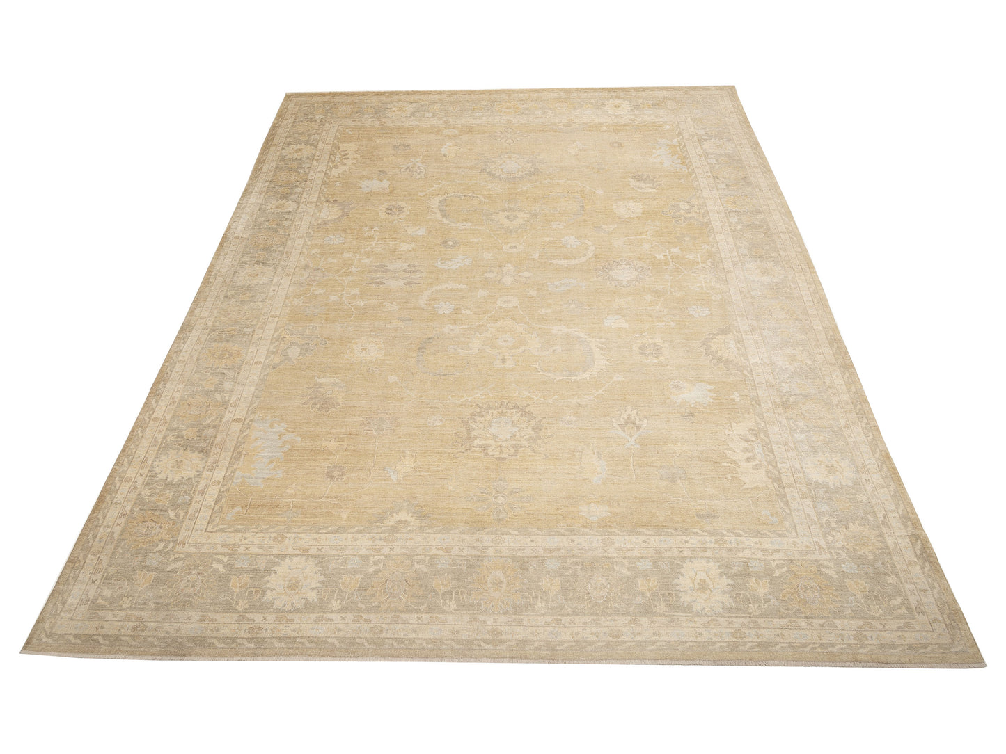 Angora Oushak 128127 Gold Brown 13.3x16.2 Hand Knotted Rug