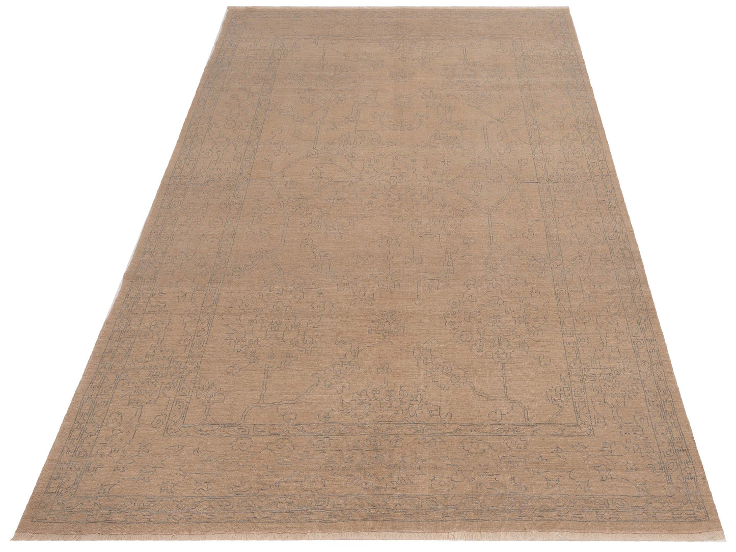 Defne Ruby Ivory Ice Blue 6.7x10 Hand Knotted Rug