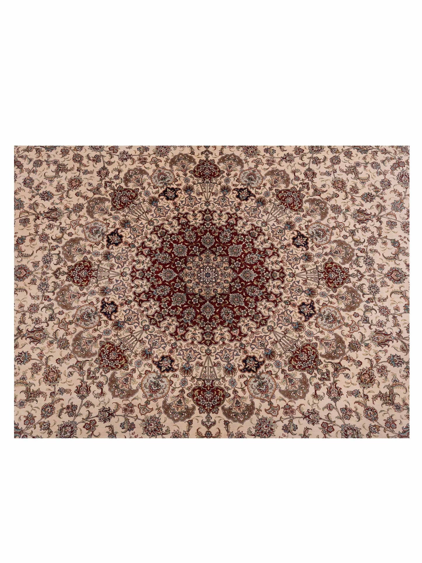 Pure Silk 117823 Ivory Red 8.4x11.7 Hand Knotted Rug