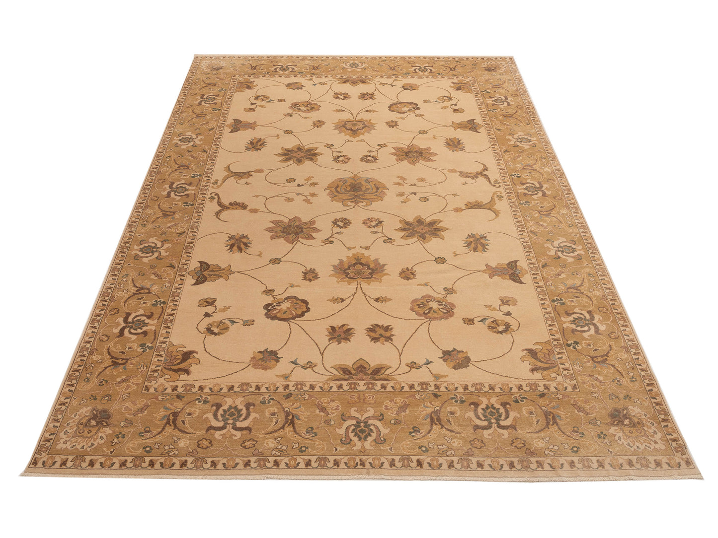 Antique Loom 108153 Ivory Gold 10.4x14.4 Hand Knotted Rug