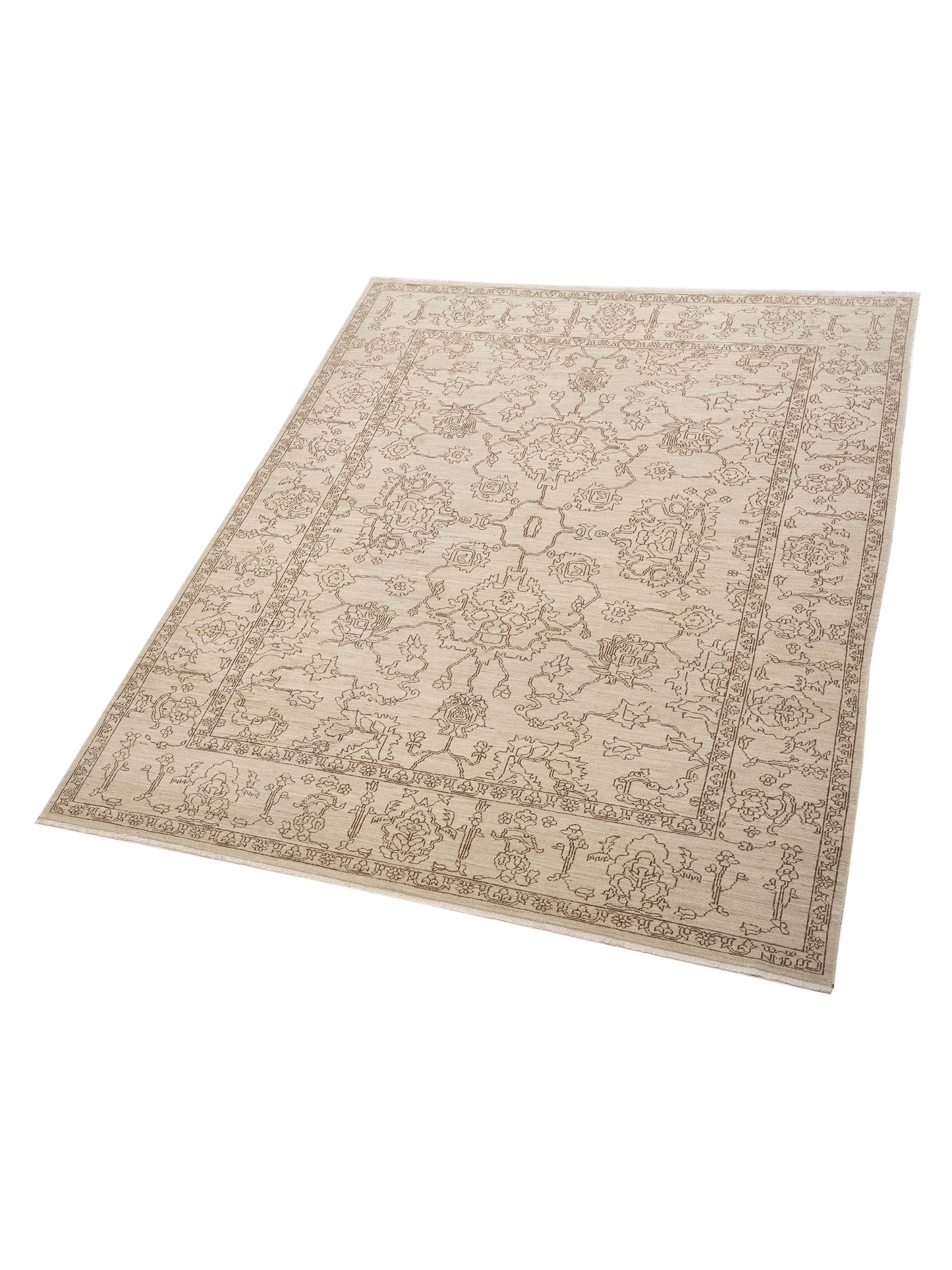 Defne Opal Ivory Brown 8.2x9.10 Hand Knotted Rug
