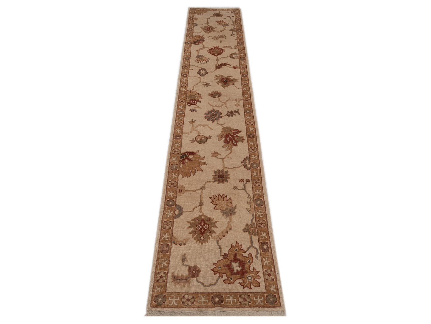 Angora Oushak 93068 Ivory Gold 2.6x13.3 Hand Knotted Rug