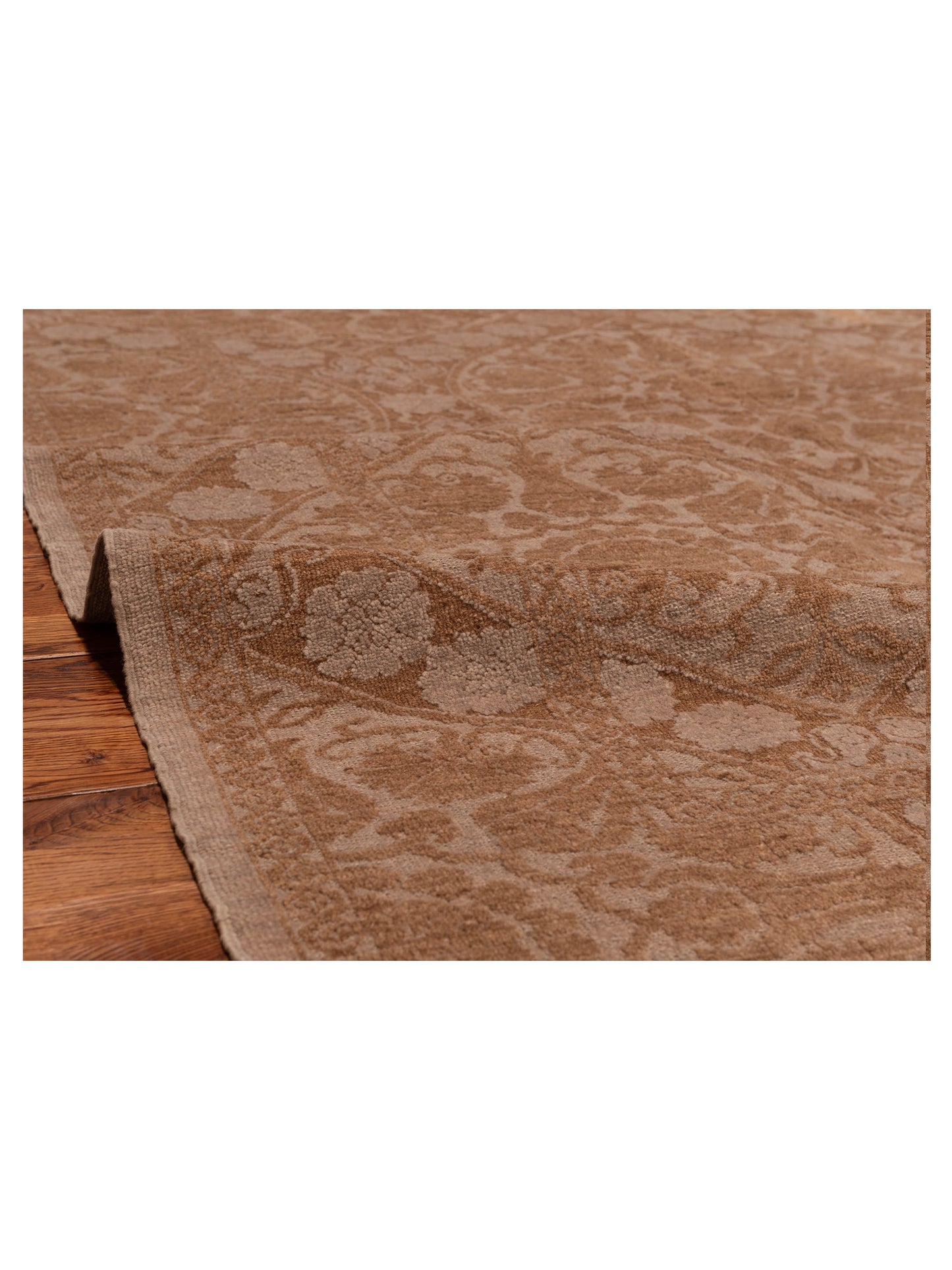 Defne Lotus Silver Light Brown 6.3x8.9 Hand Knotted Rug
