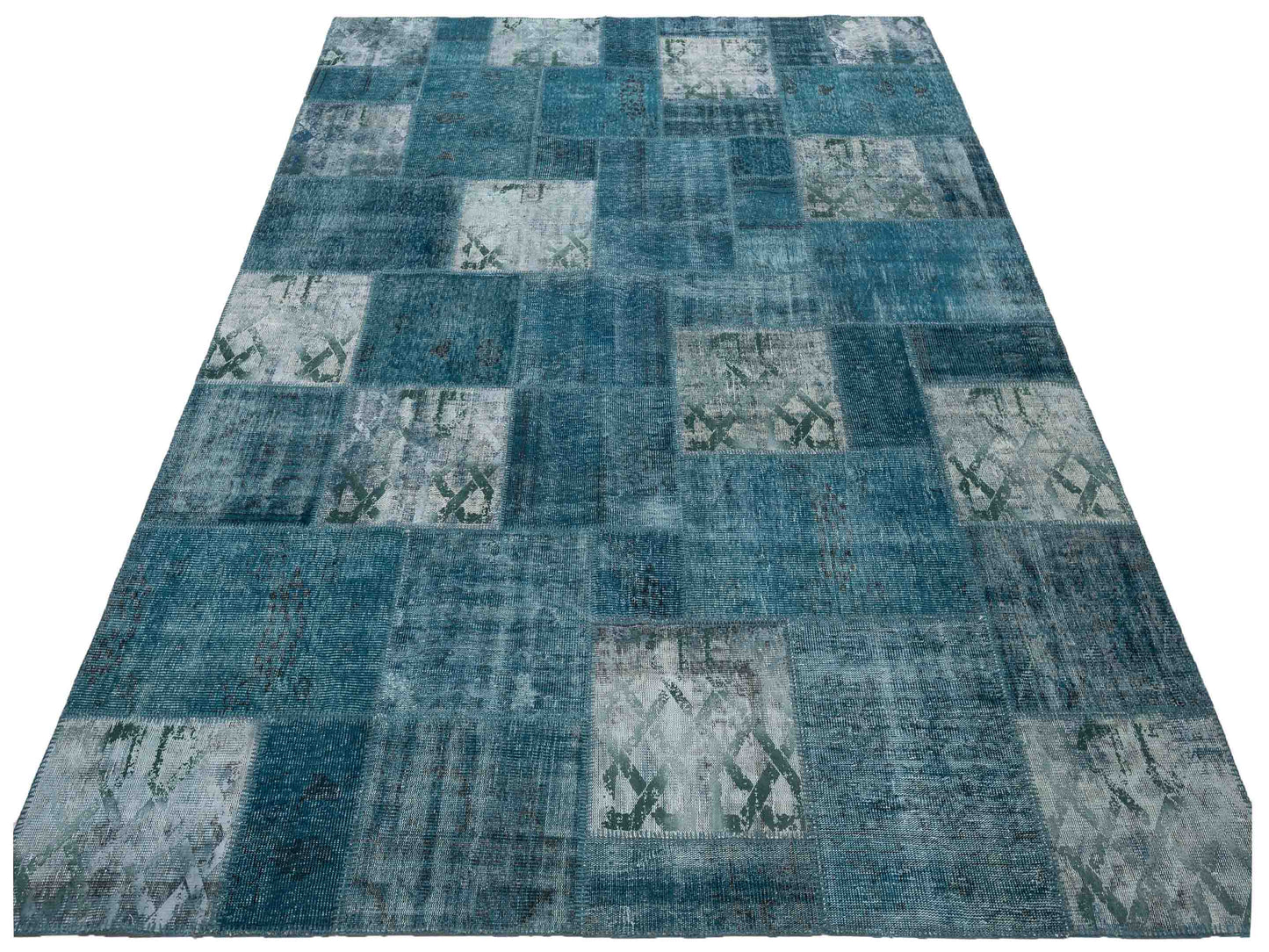 Turkish Vestige Patchwork 130999 Green 9x12 Hand Knotted Rug
