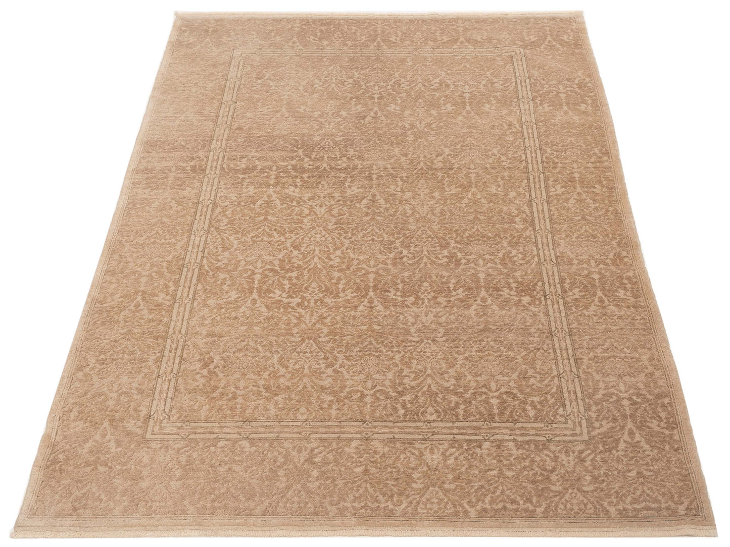 Defne Rose Beige Light Brown 6.2x9.1 Hand Knotted Rug