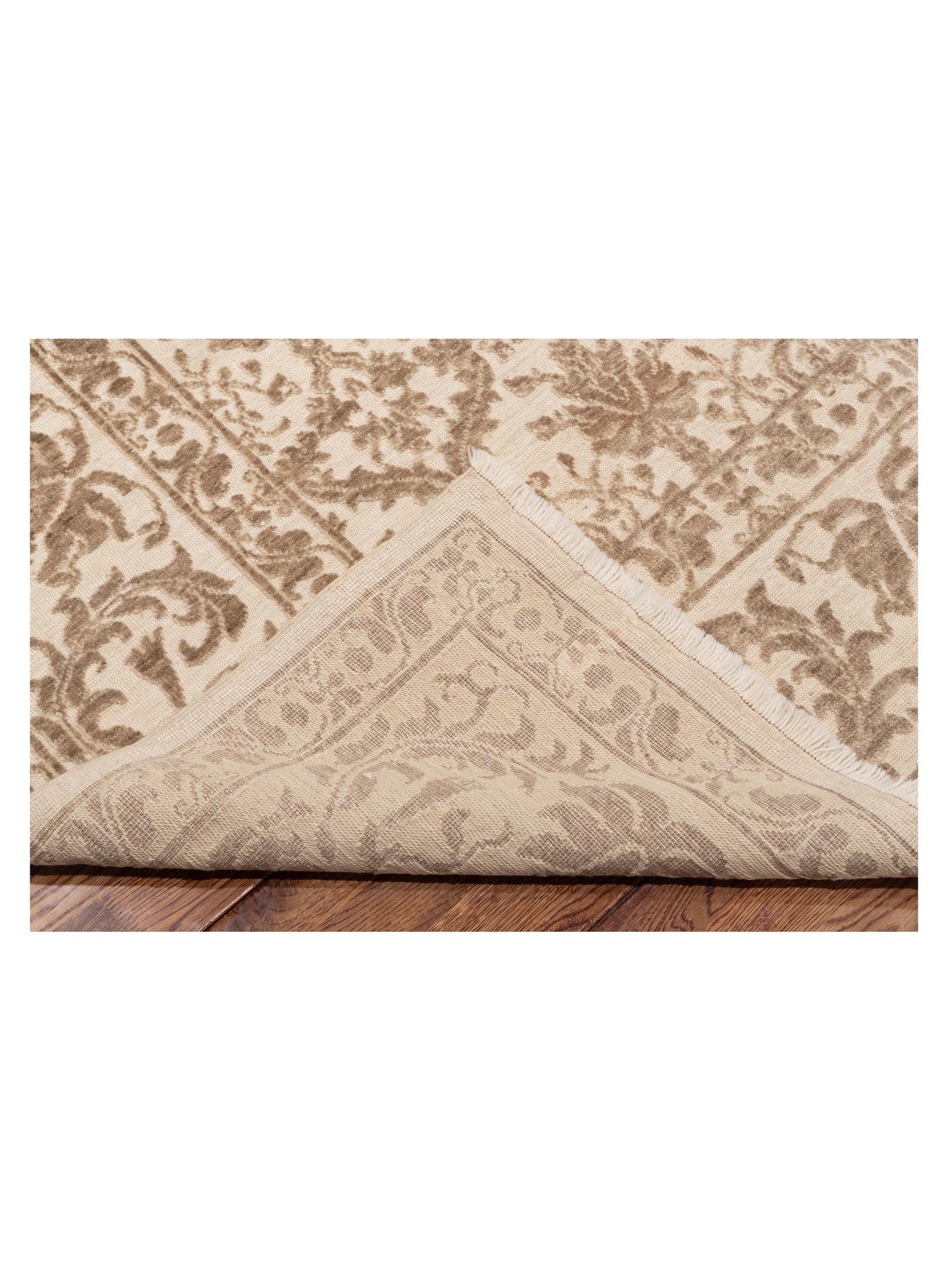 Defne Begonia Ivory Light Brown 8x9.8 Hand Knotted Rug