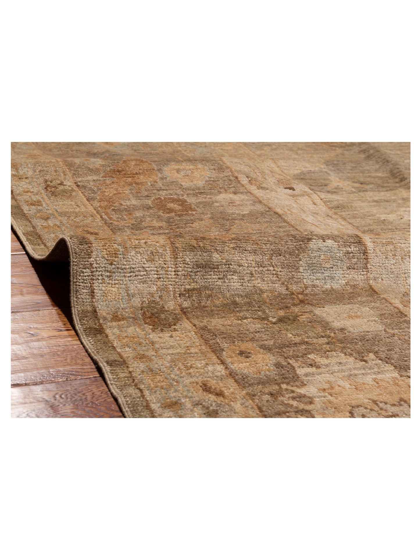 Angora Oushak 130288 Green Brown 14.3x21.1 Hand Knotted Rug