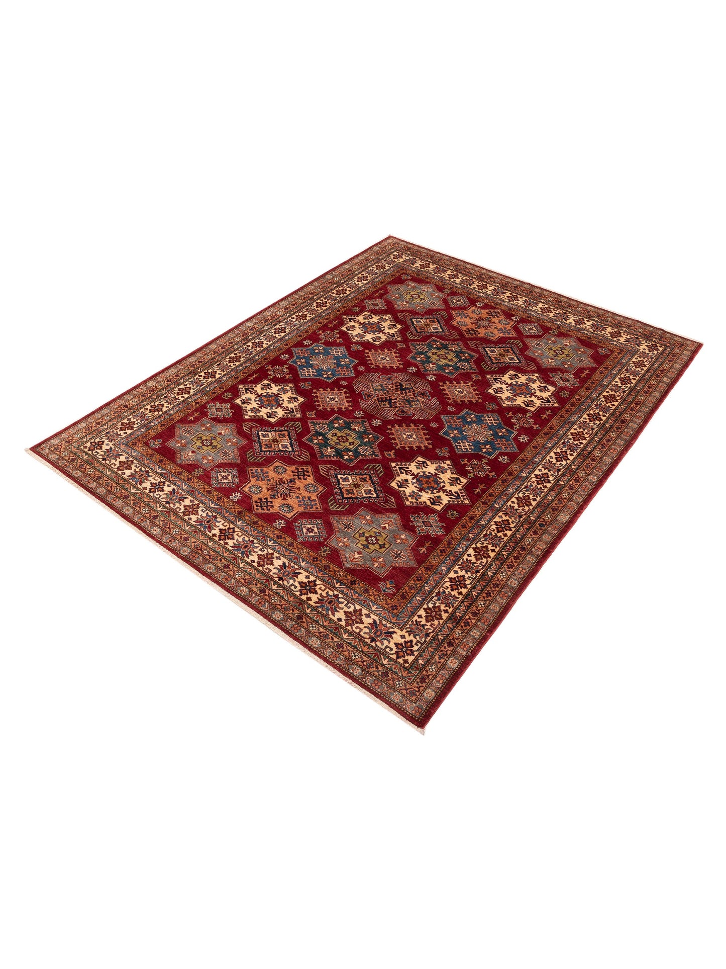 Artisan Kazak 151900 Red Ivory 8.1x10.5 Hand Knotted Rug