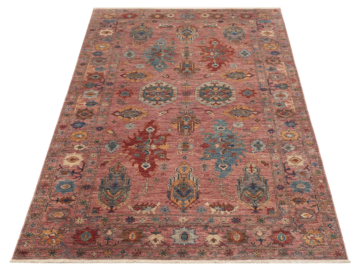 Artisan Kazak 152833 Pink Pink 6.8x9.11 Hand Knotted Rug