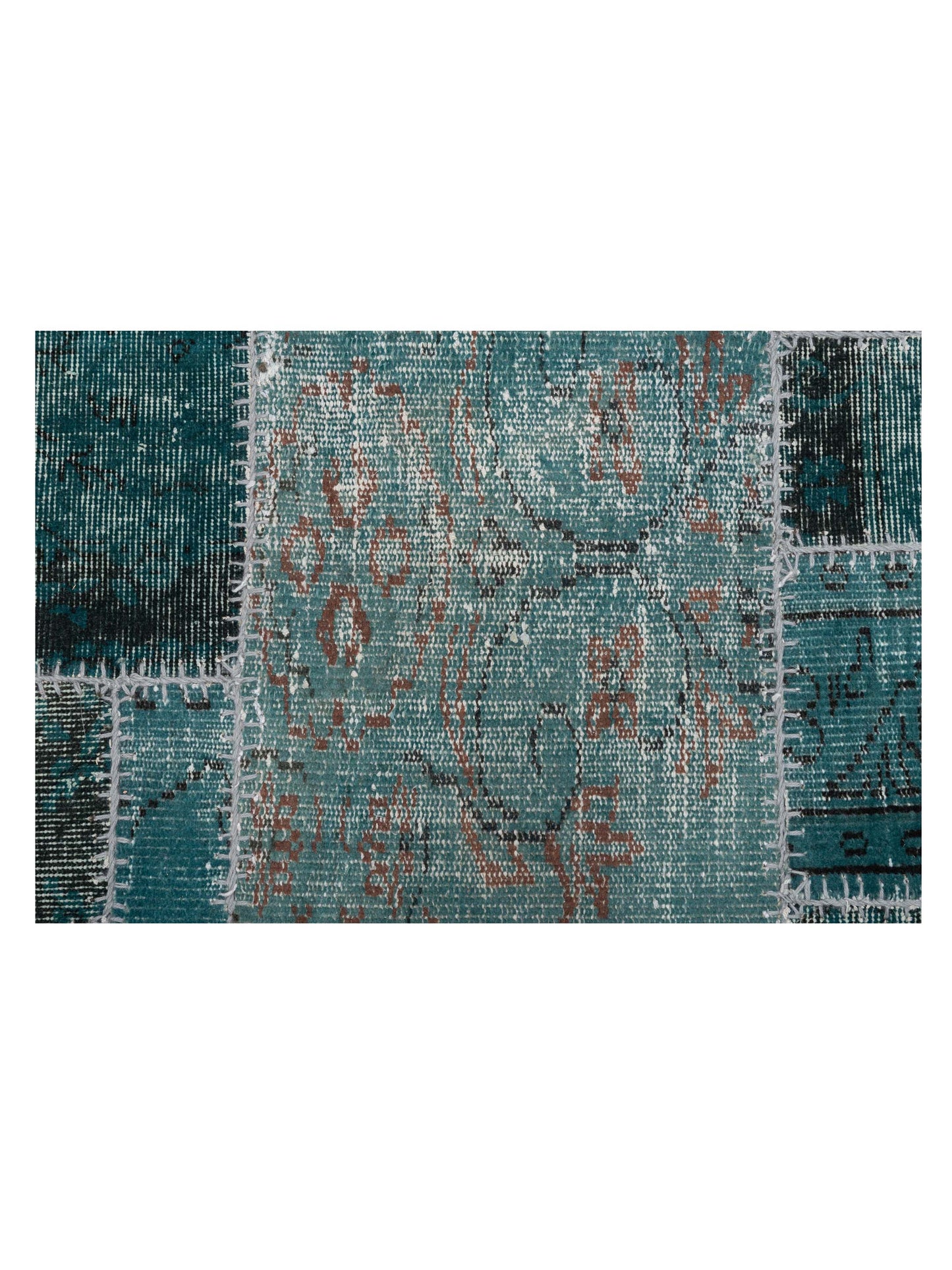 Turkish Vestige Patchwork 108894 Green 10.9x14.9 Hand Knotted Rug