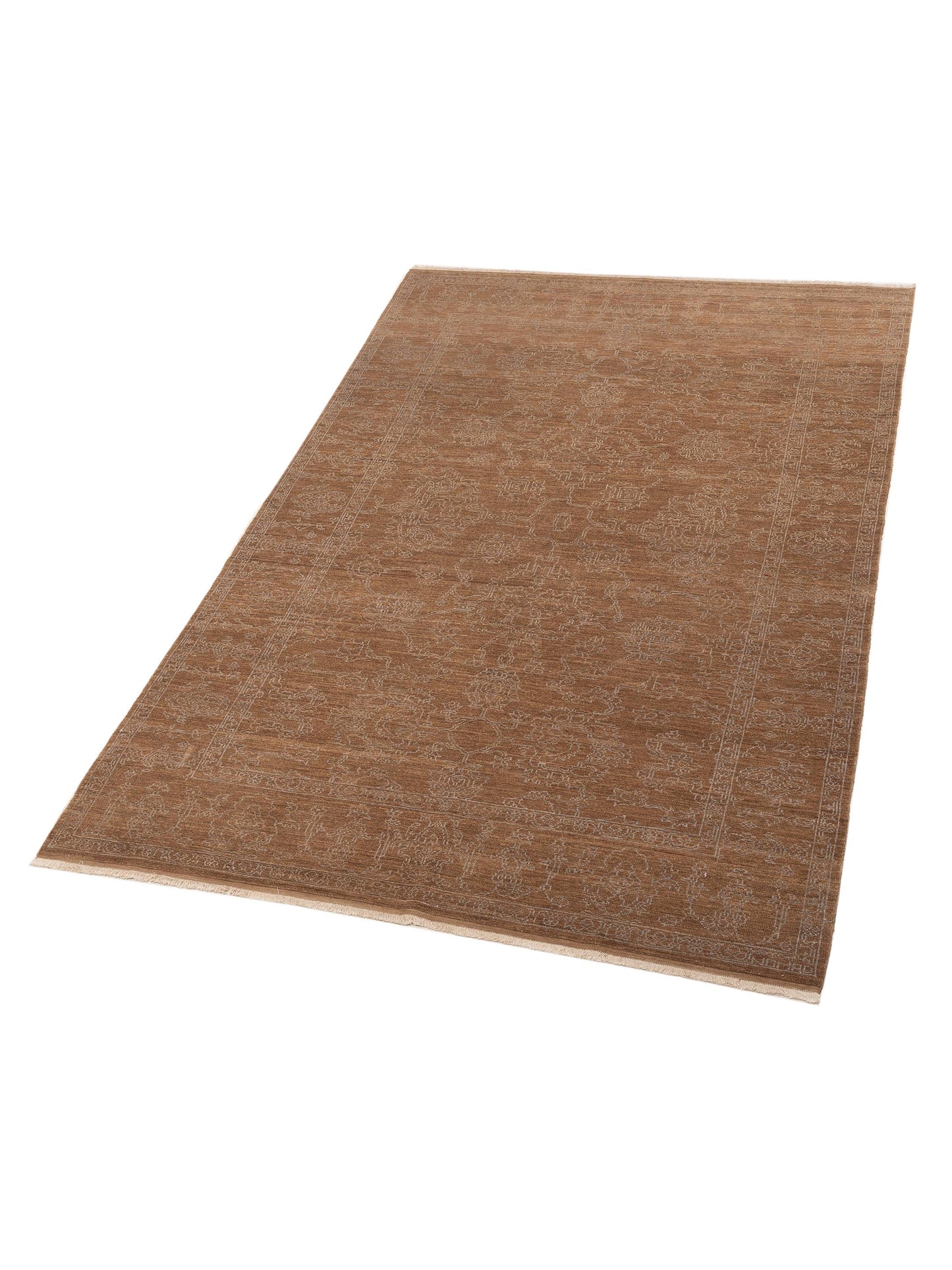 Defne Opal Brown Ice Blue 6.2x9 Hand Knotted Rug