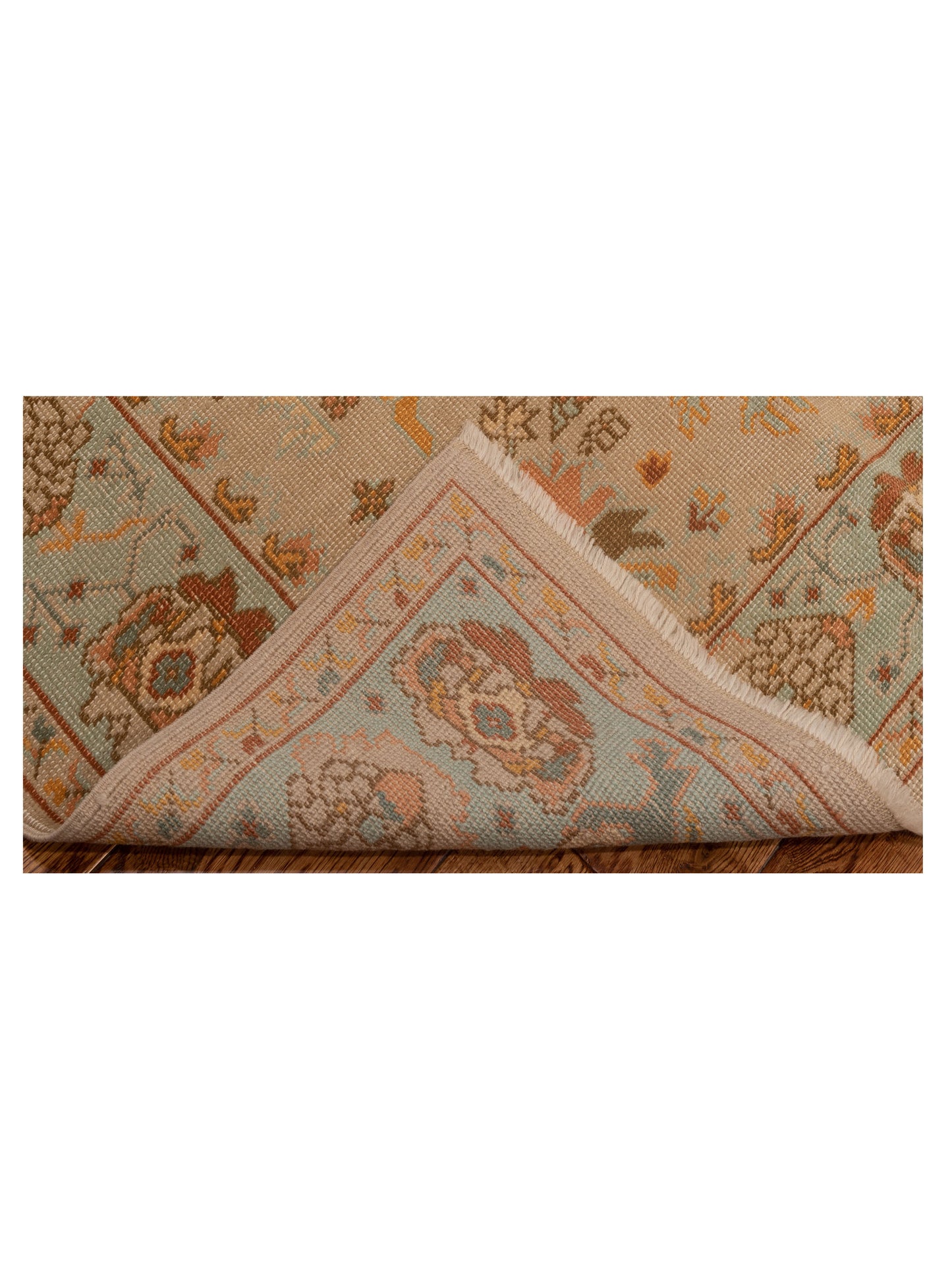 Anadol Oushak 145115 Cream Blue 5.3x6.4 Hand Knotted Rug