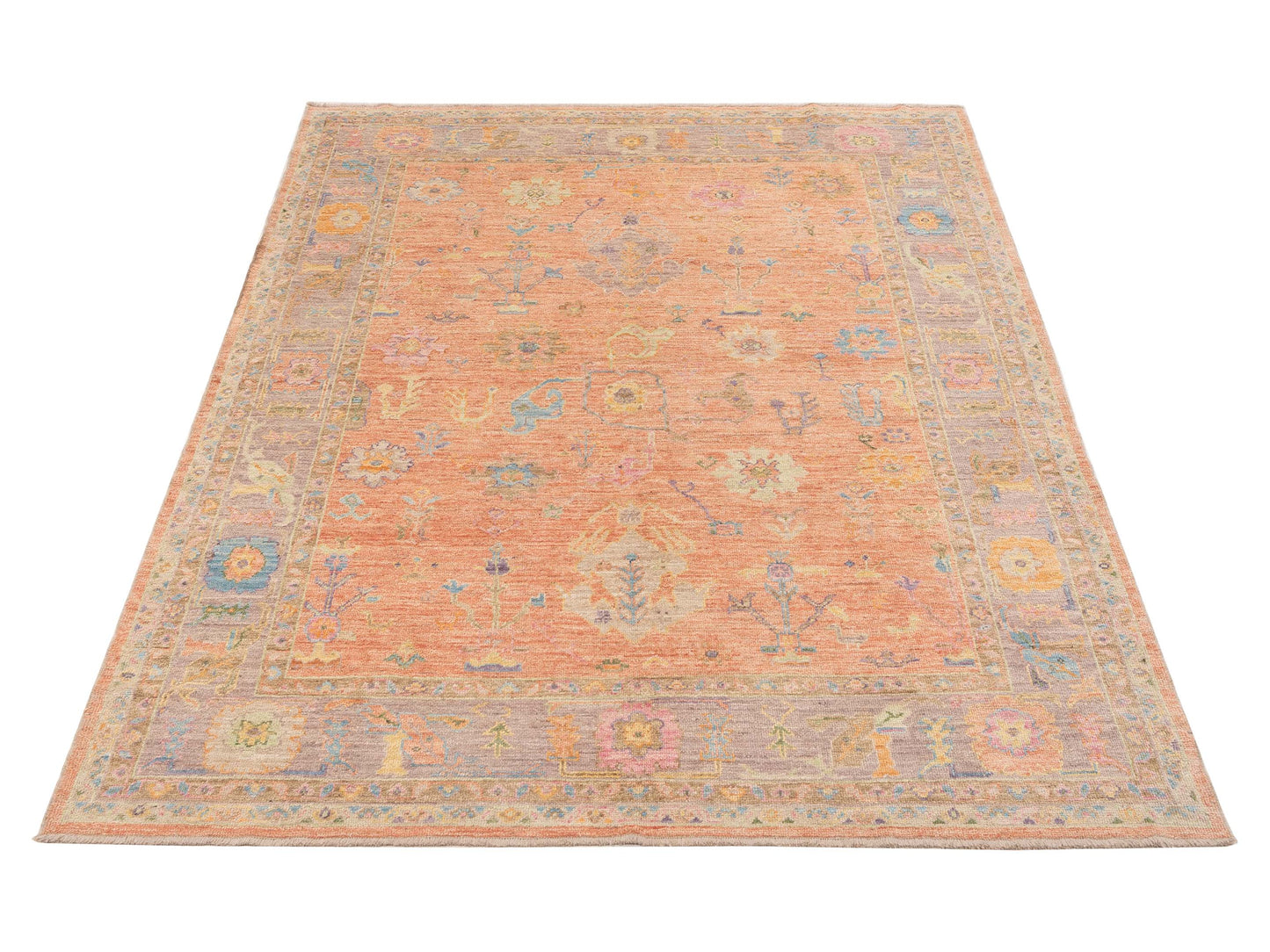 Angora Oushak 149724 Pink Purple 8.4x10.1 Hand Knotted Rug