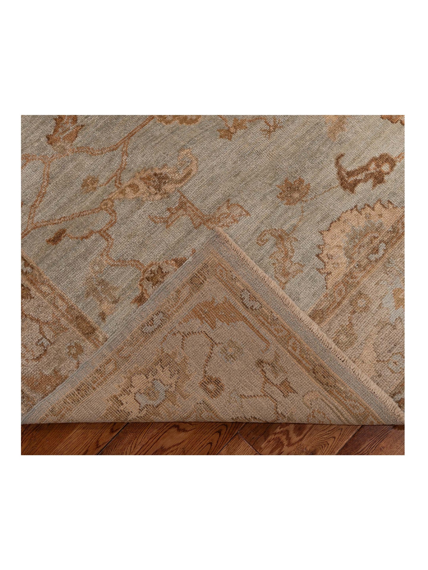 Angora Oushak 128352 Ice Blue Beige 6.1x8.8 Hand Knotted Rug