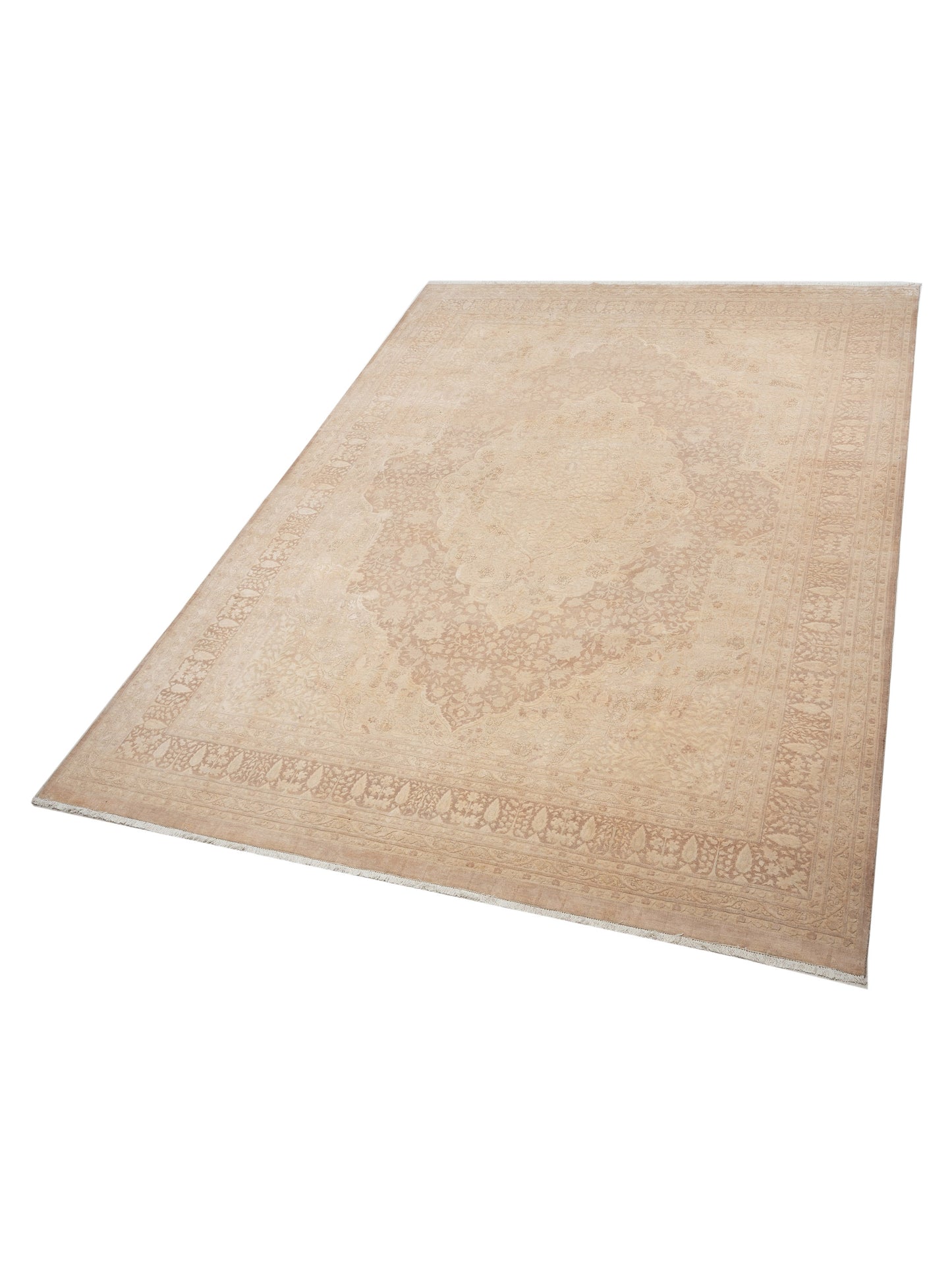 Vintage 111384 Beige Brown 10x13.9 Hand Knotted Rug