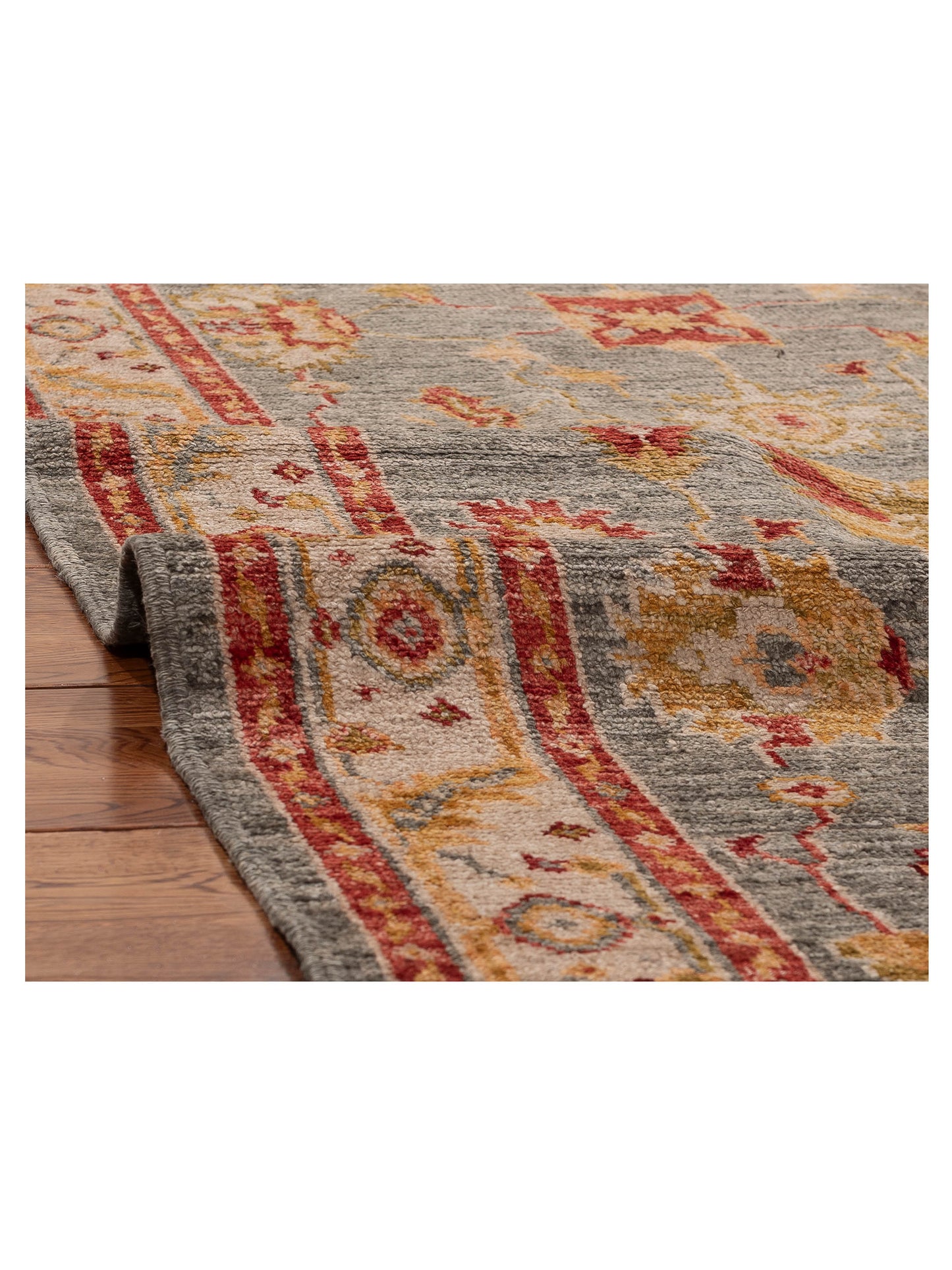 Angora Oushak 156219 Gray Ivory 3.11x11.8 Hand Knotted Rug