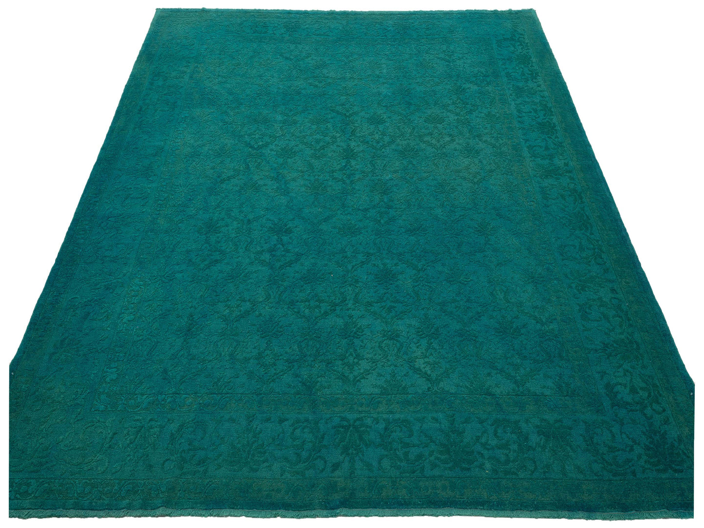 Color Bouquet 109182 Turquoise Dark Turquoise 9.6x11.5 Hand Knotted Rug